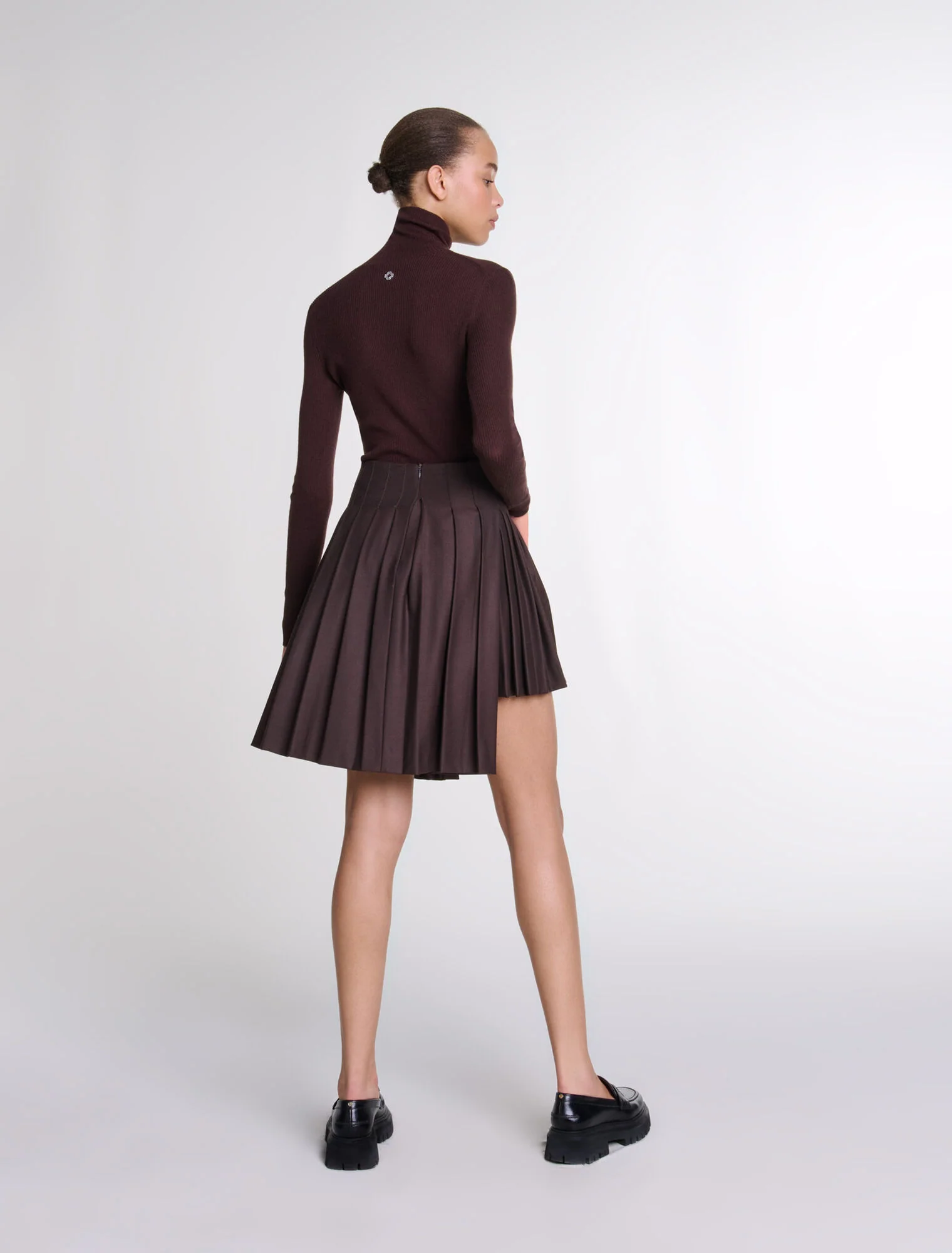 Wool and silk jumper Brown - Image 3