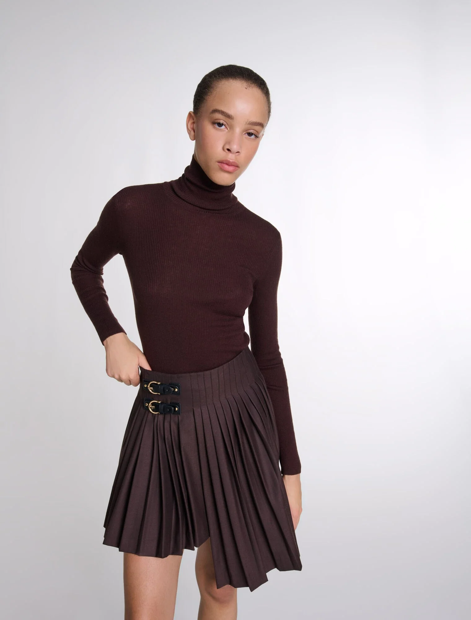 Wool and silk jumper Brown - Image 4
