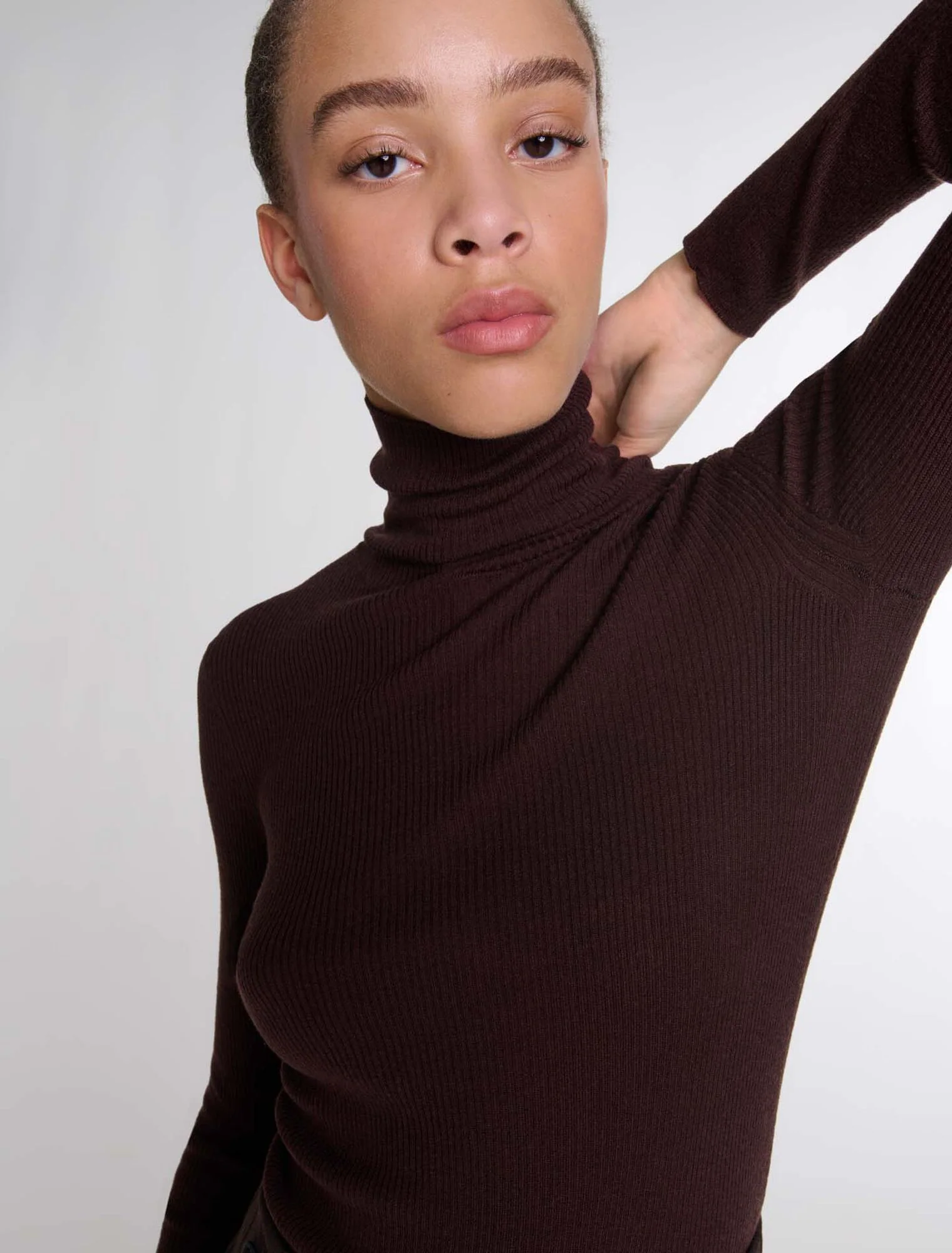 Wool and silk jumper Brown - Image 6