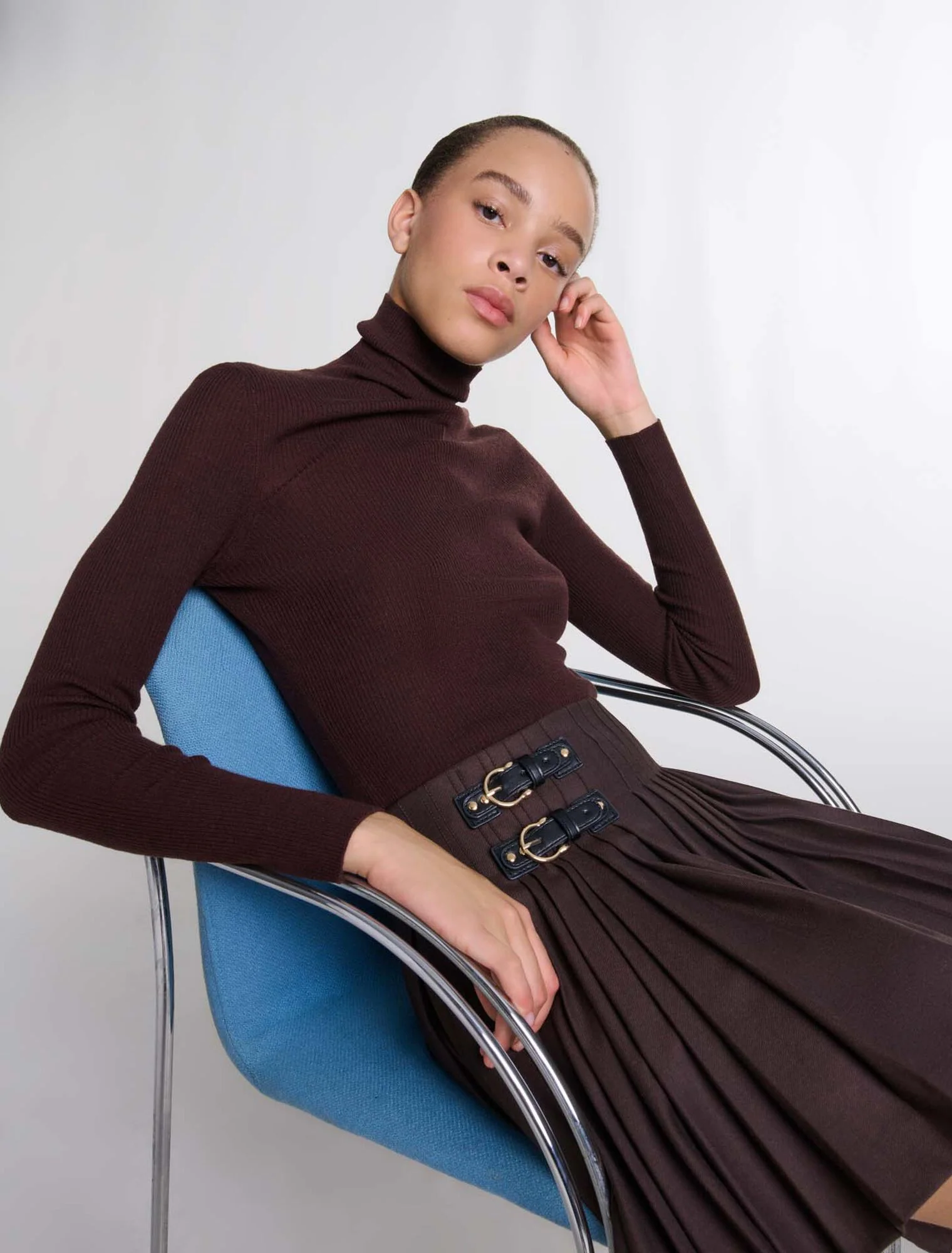 Wool and silk jumper Brown - Image 7