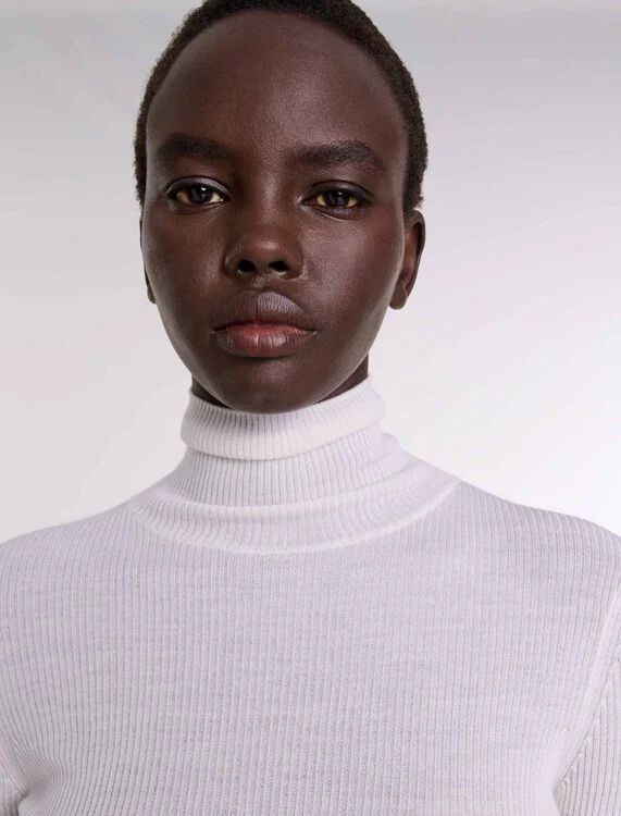 Wool and silk jumper Ecru - Image 5