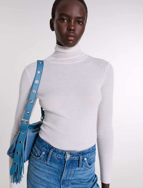 Wool and silk jumper Ecru - Image 6