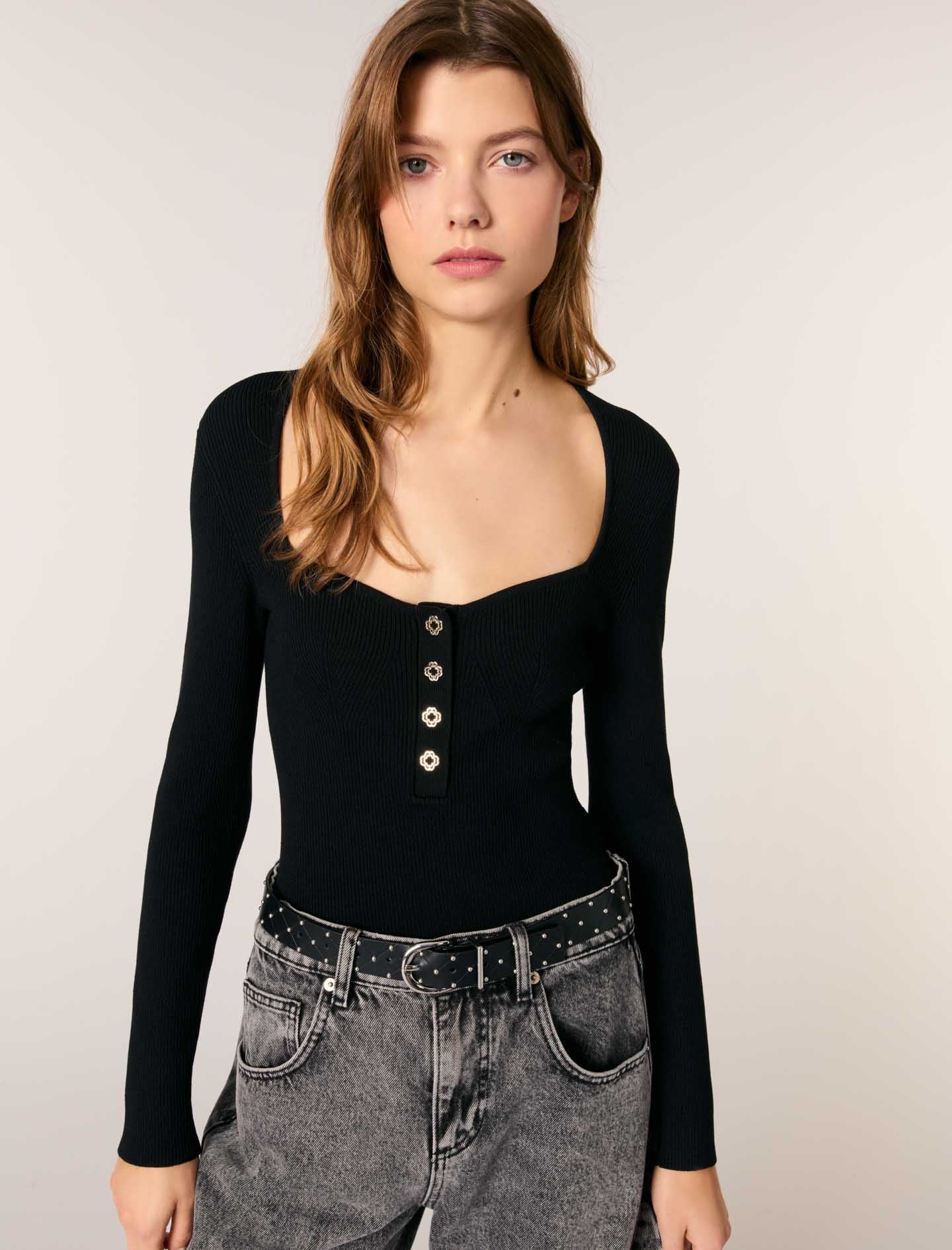 Scoop neck top Black - Image 4