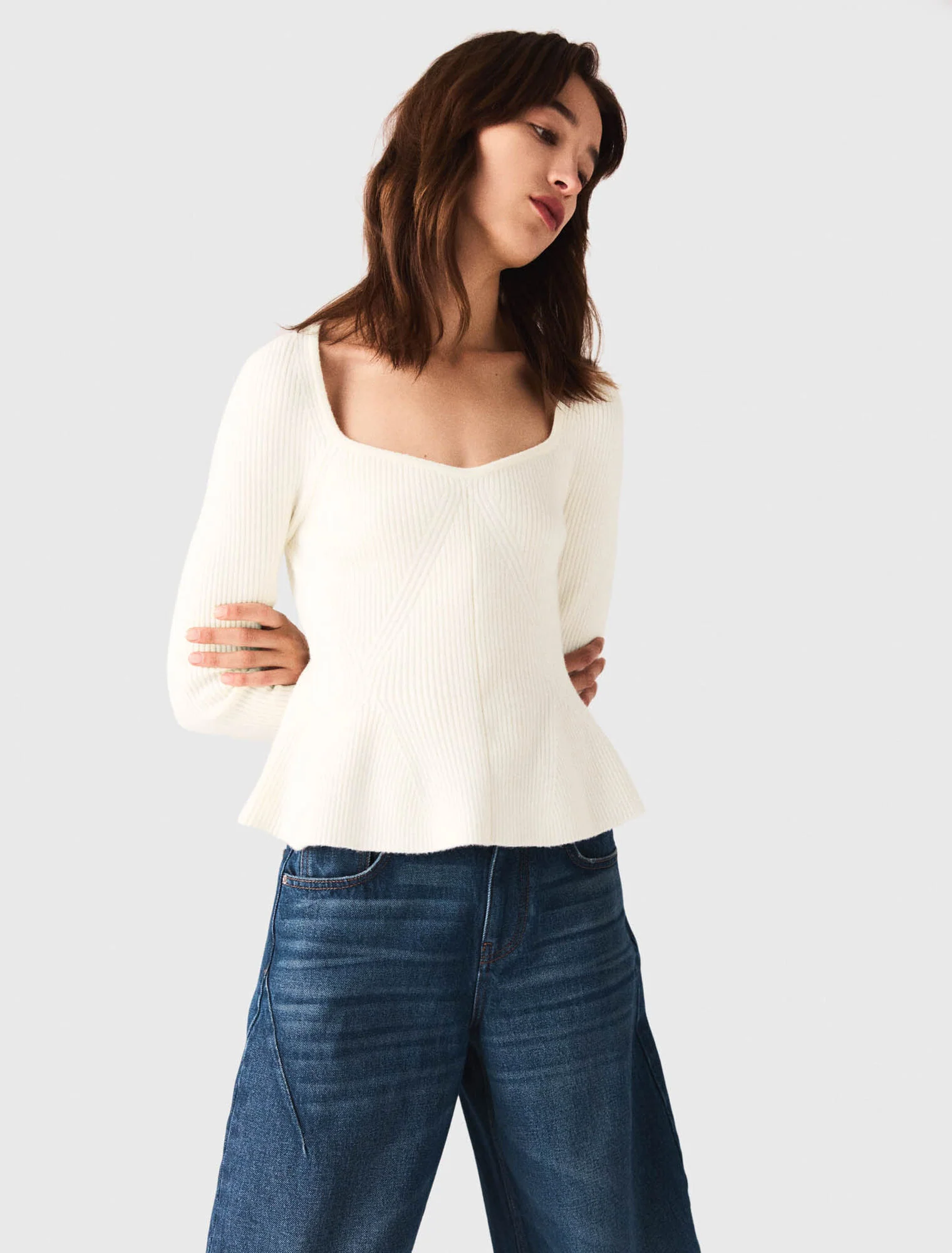 Peplum jumper Ecru - Image 4
