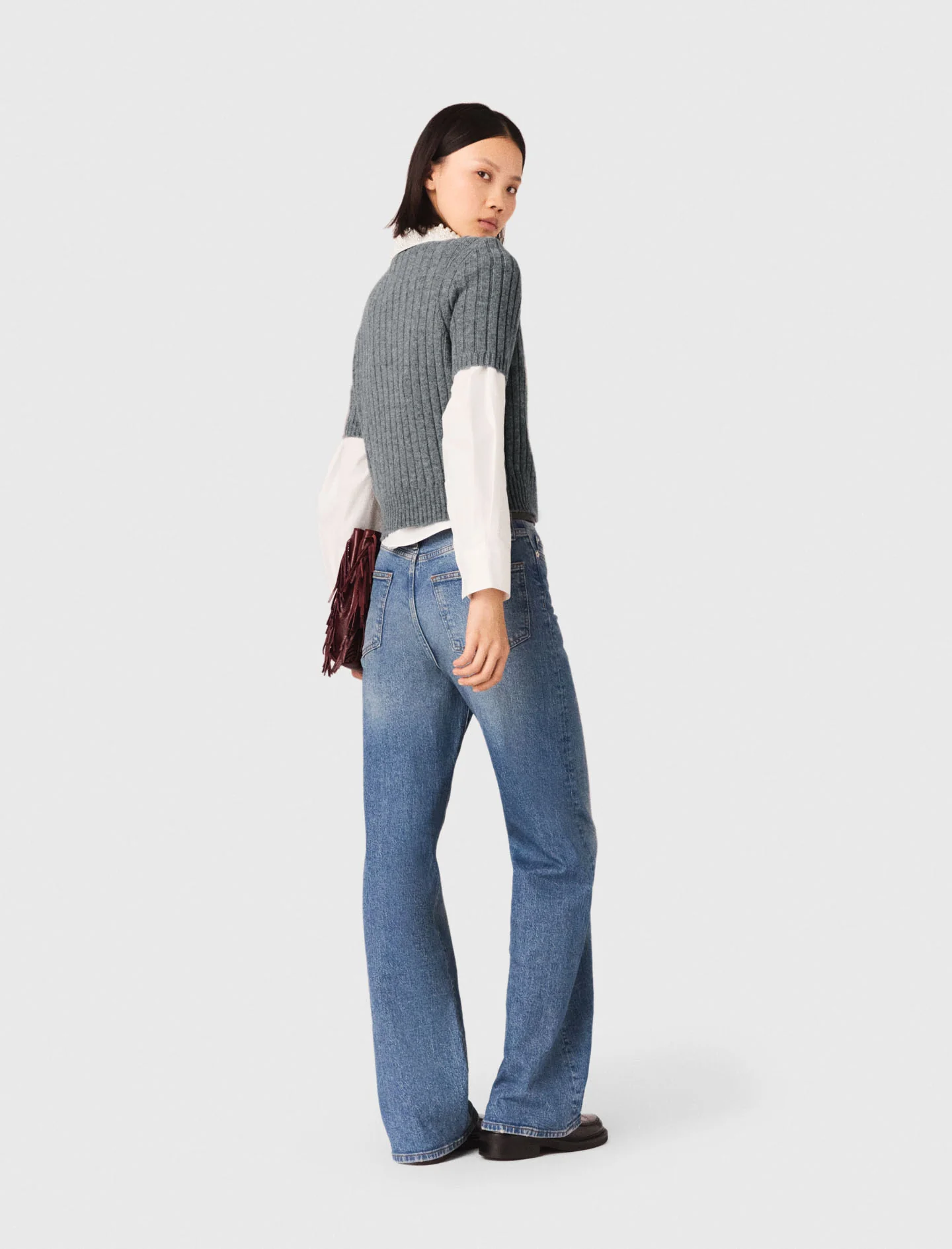 Removable Beaded Collar Jumper Grey - Image 2