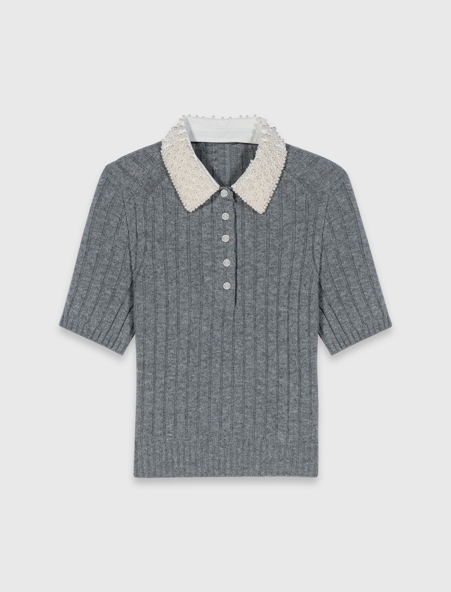 Removable Beaded Collar Jumper Grey - Image 7