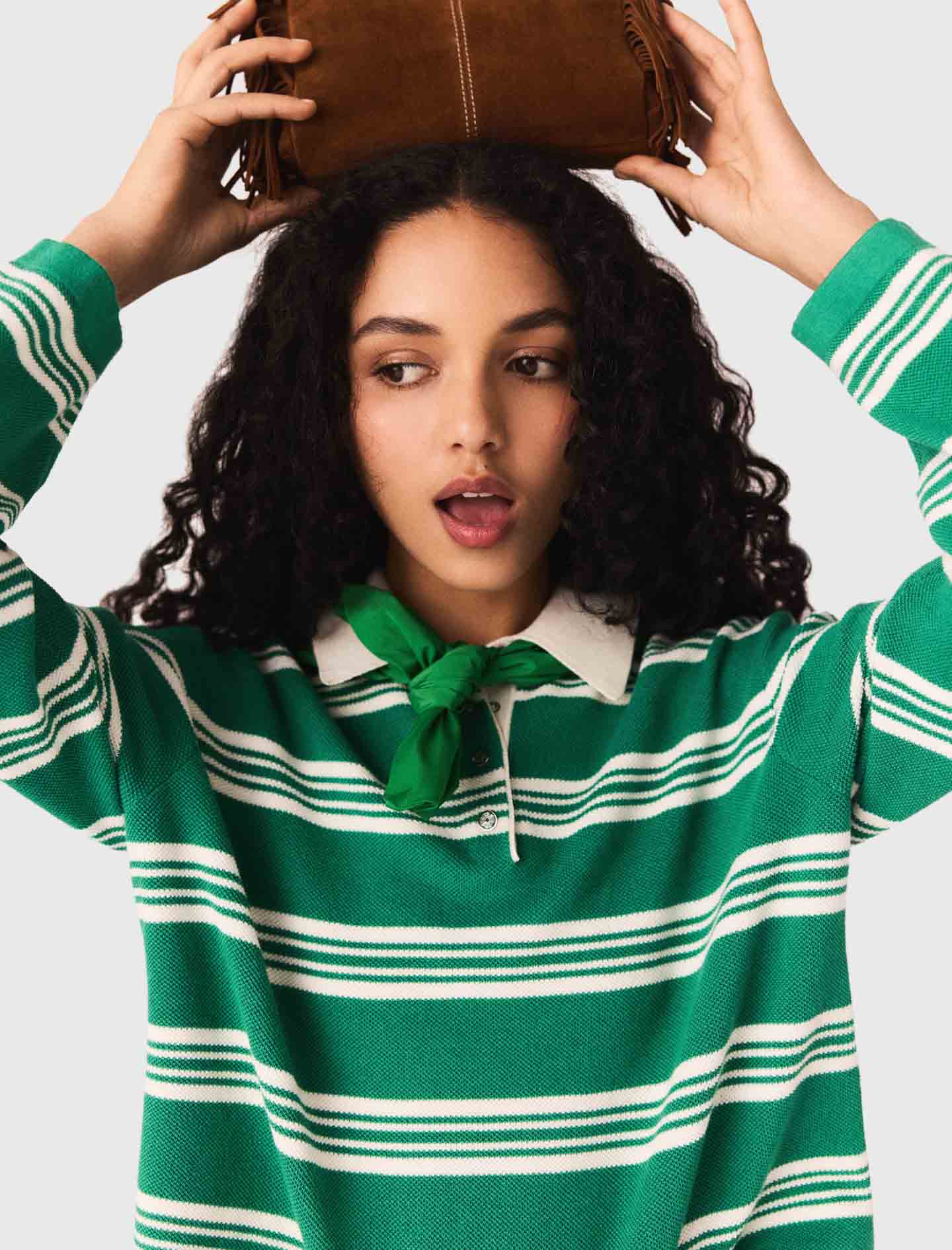 Cropped striped polo jumper - Image 4