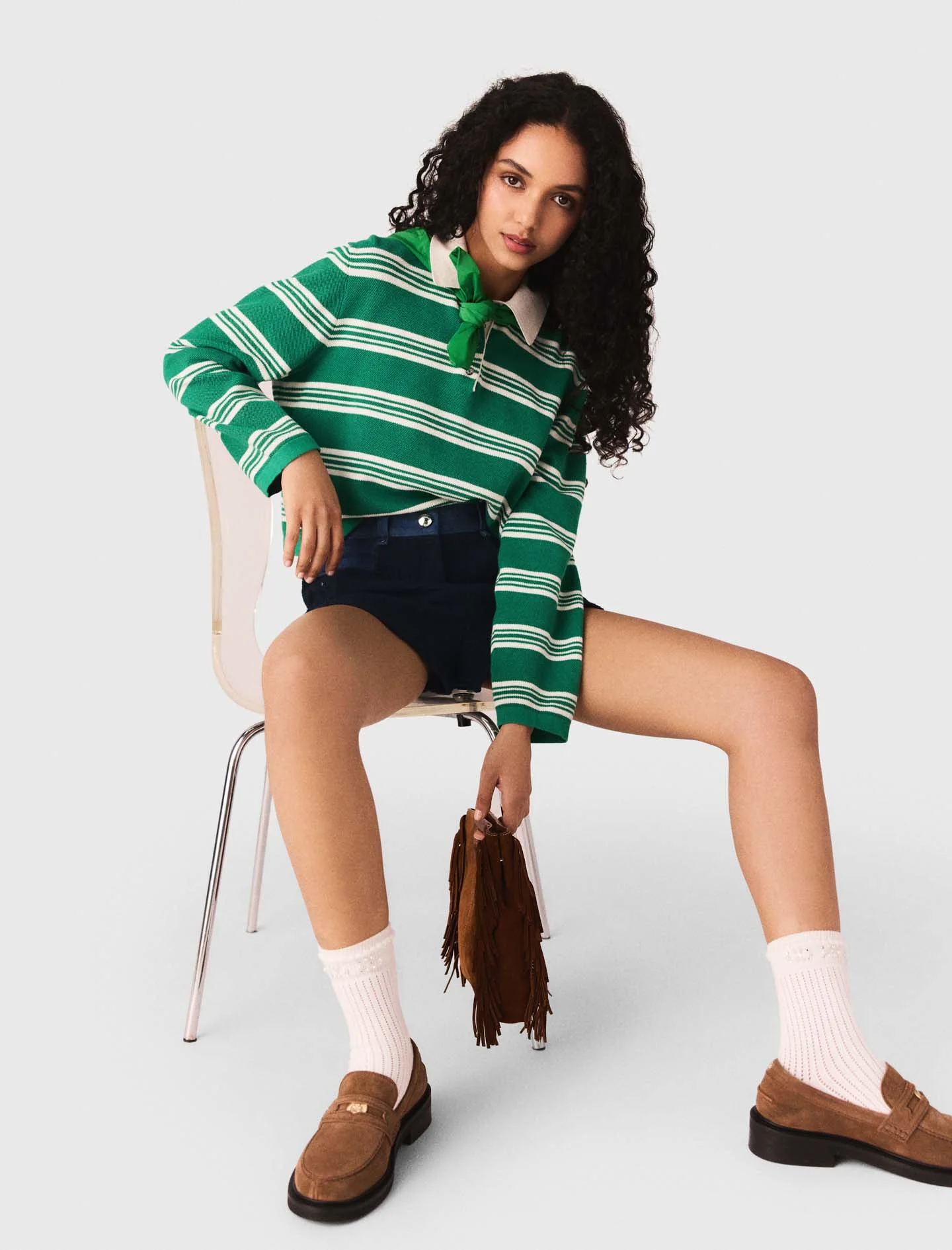 Cropped striped polo jumper - Image 7