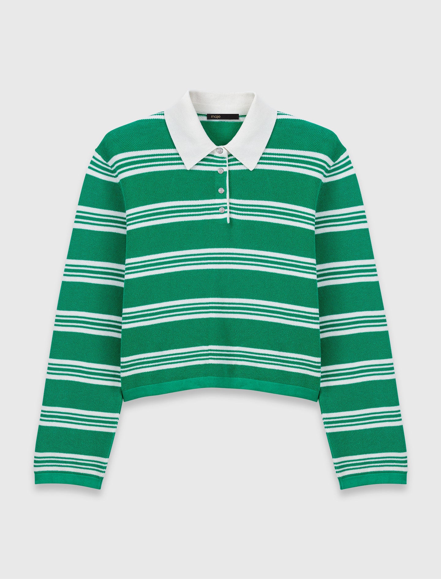 Cropped striped polo jumper - Image 8