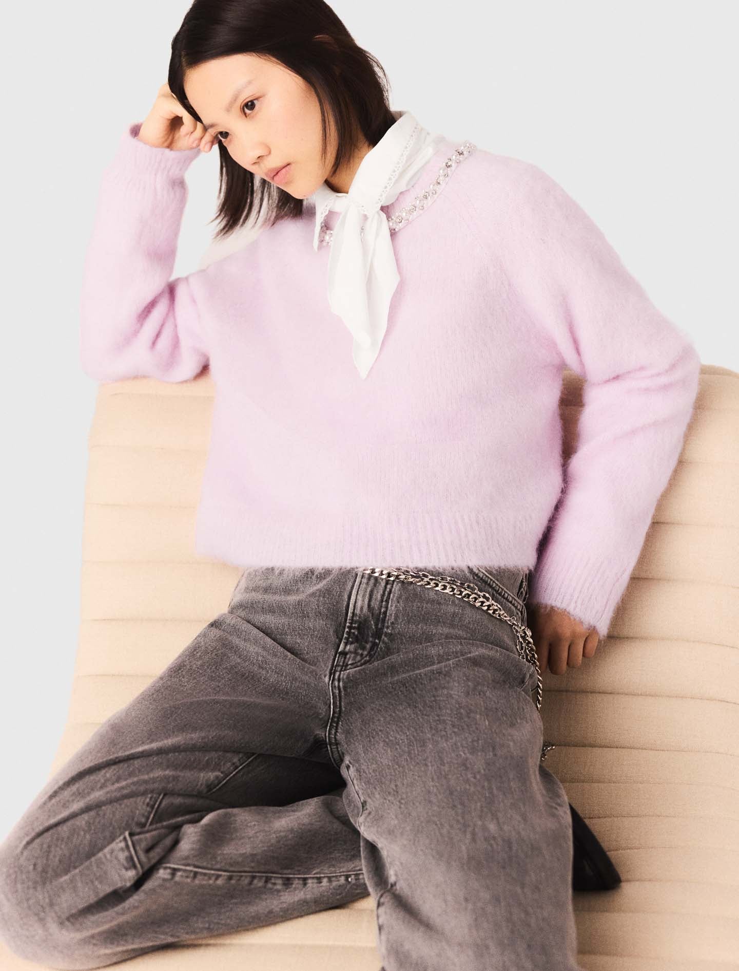 Removable Jewel Collar Jumper Pink - Image 5
