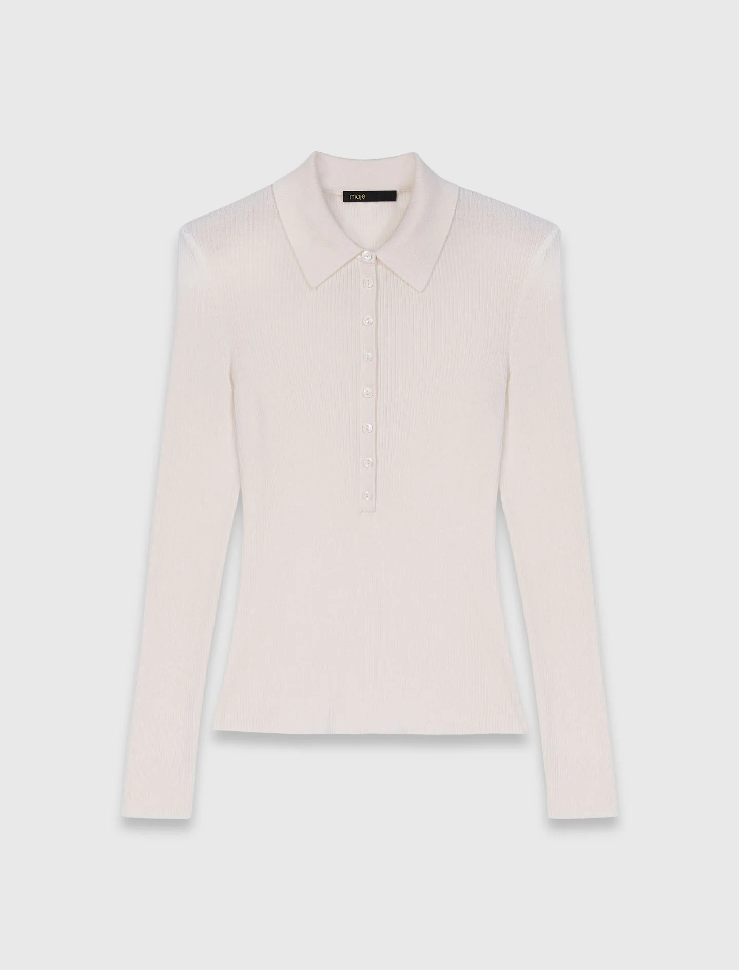 Ribbed Polo Jumper Ecru - Image 7