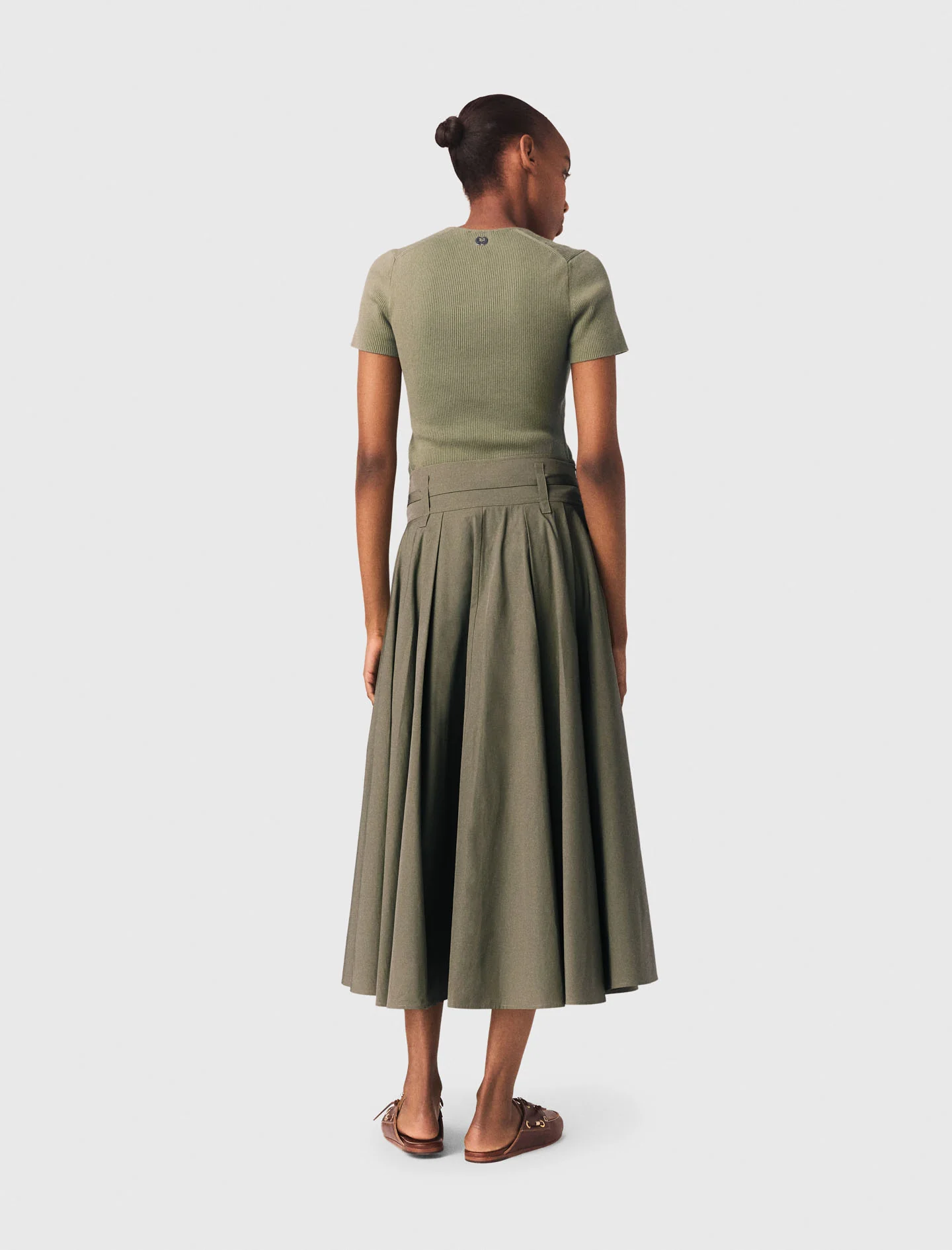 Square-Neck Ribbed Jumper Khaki - Image 2