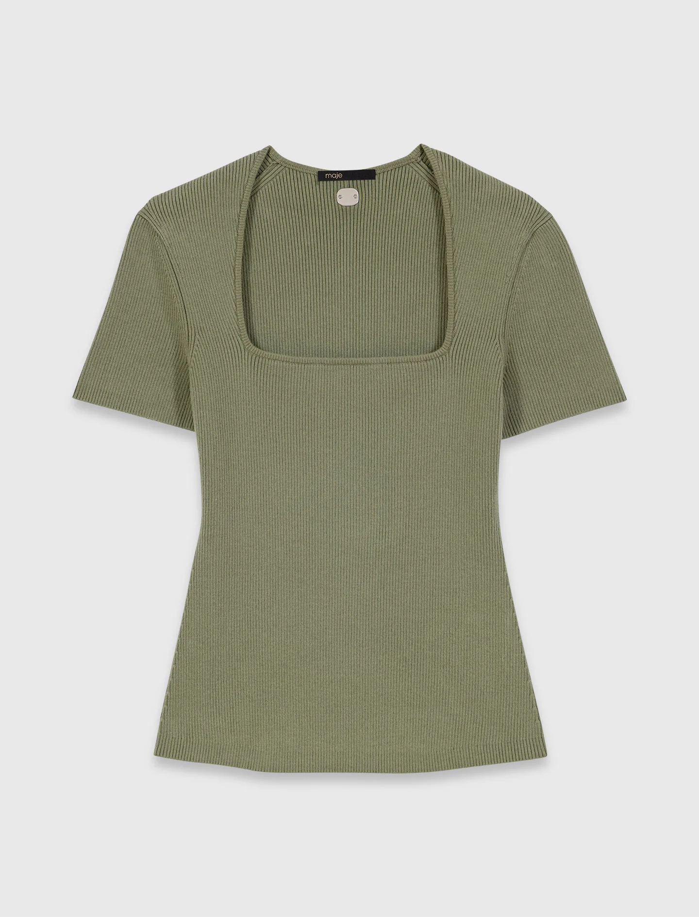 Square-Neck Ribbed Jumper Khaki - Image 7