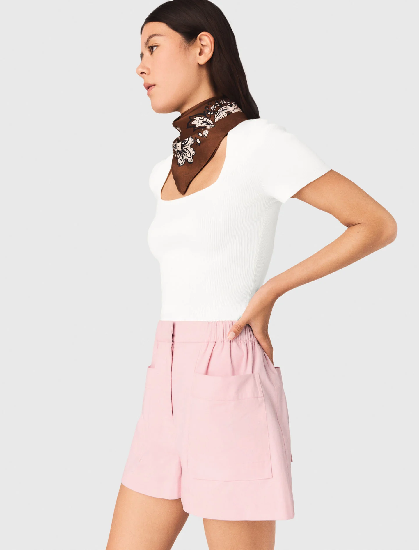 Square-Neck Ribbed Jumper White - Image 5