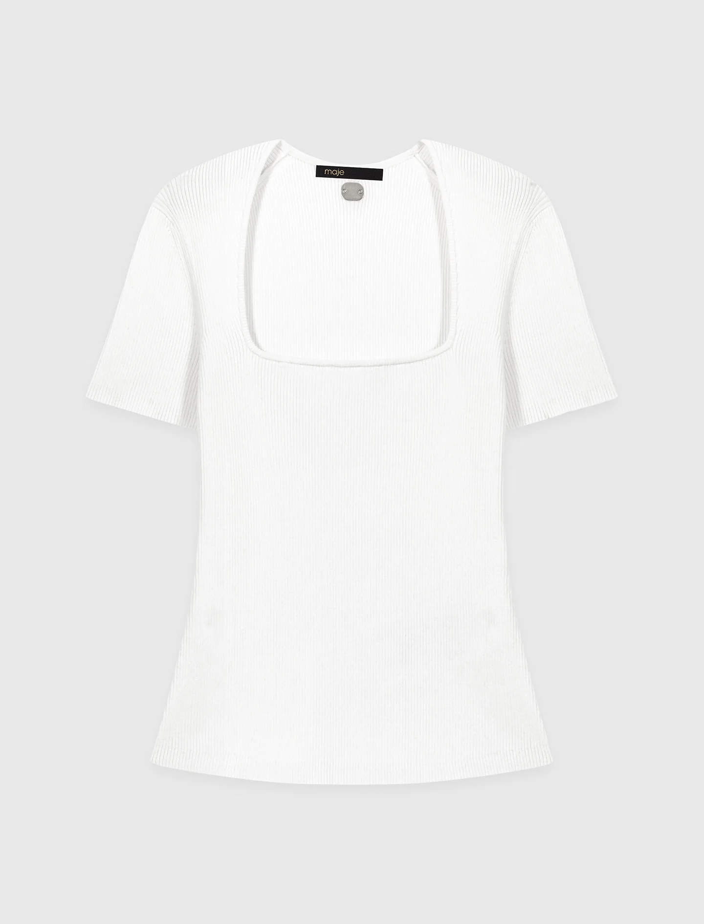 Square-Neck Ribbed Jumper White - Image 6