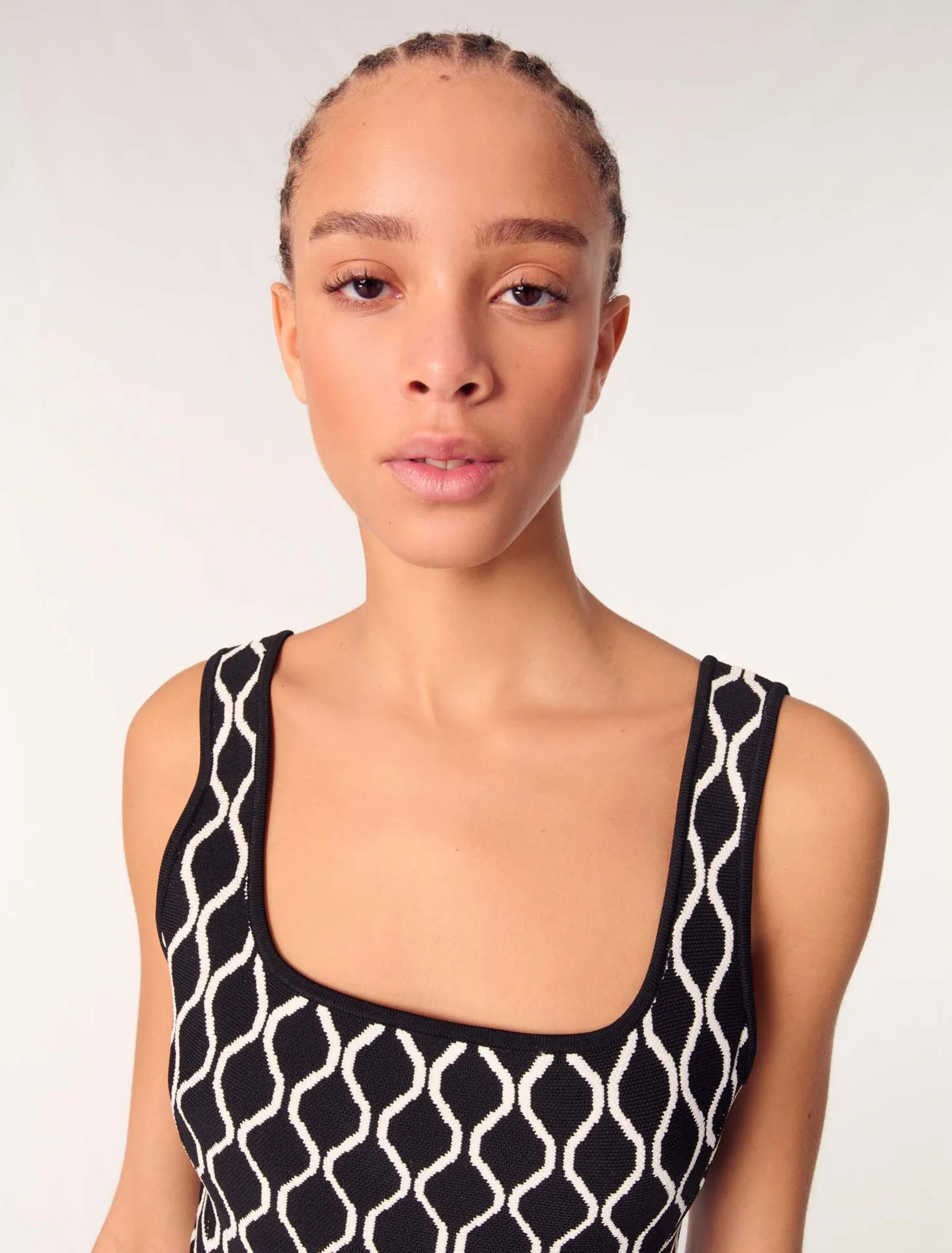 Short patterned knit dress Black / White - Image 5