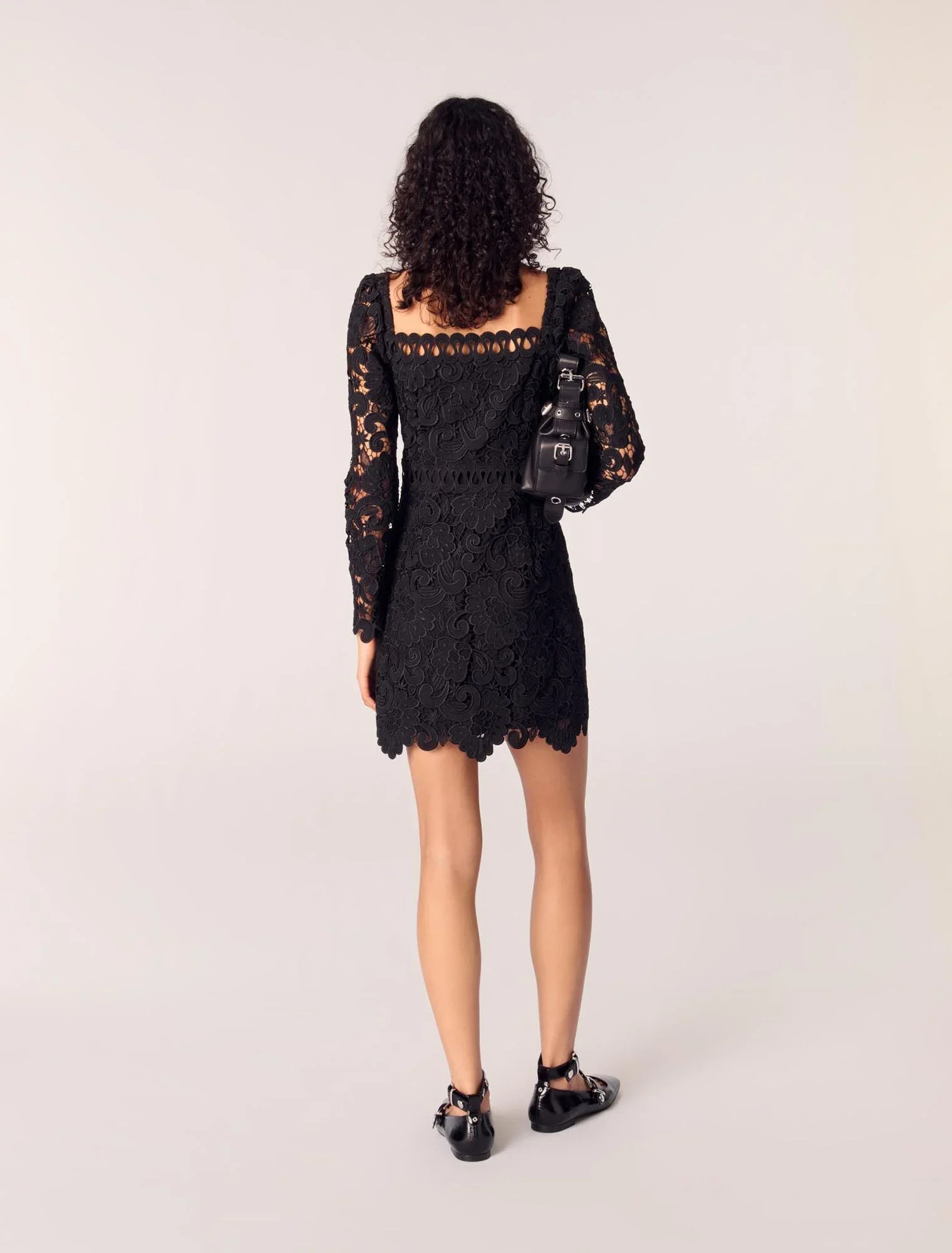 Short guipure dress Black - Image 3