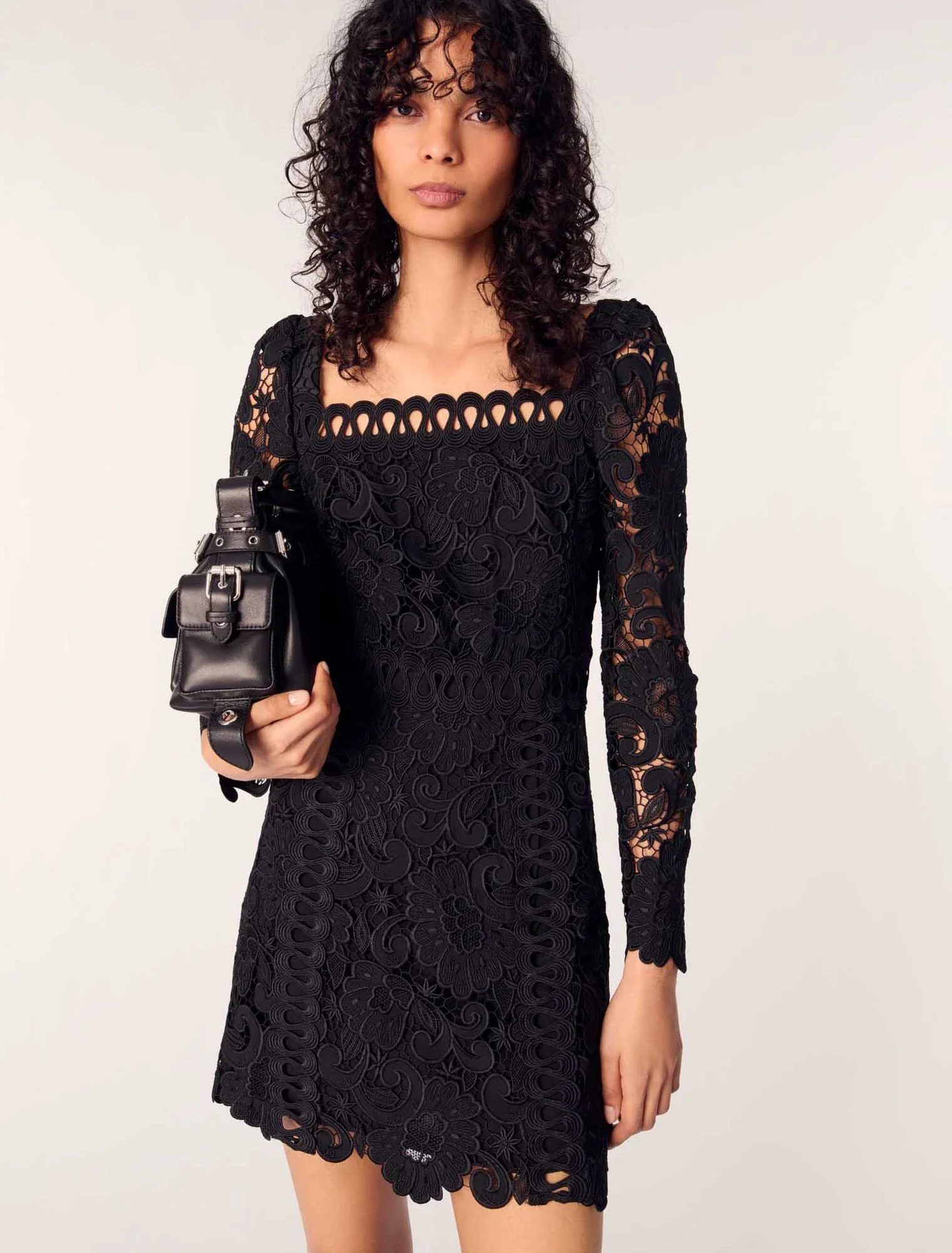 Short guipure dress Black - Image 4