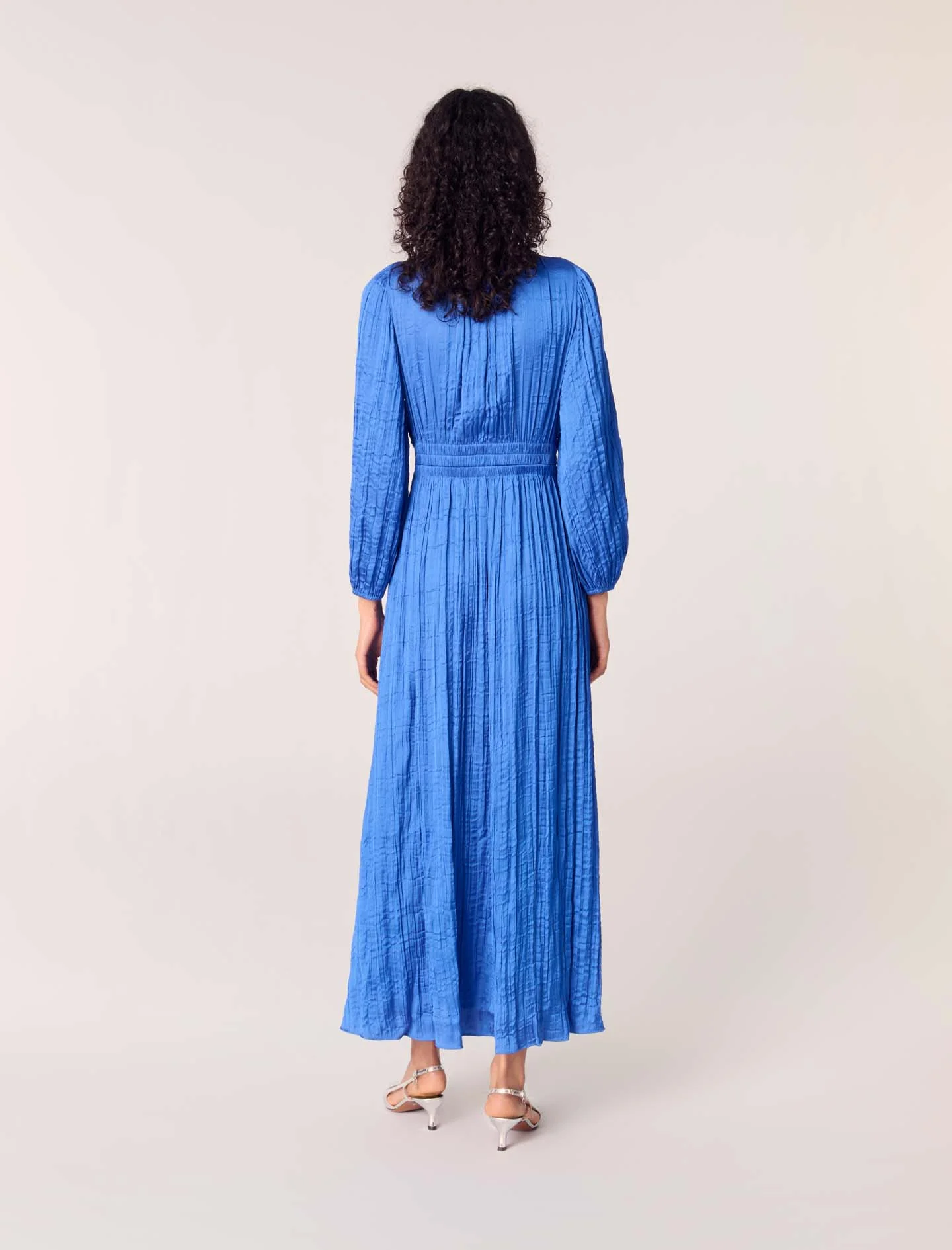 Long satiny dress Blue - Image 3