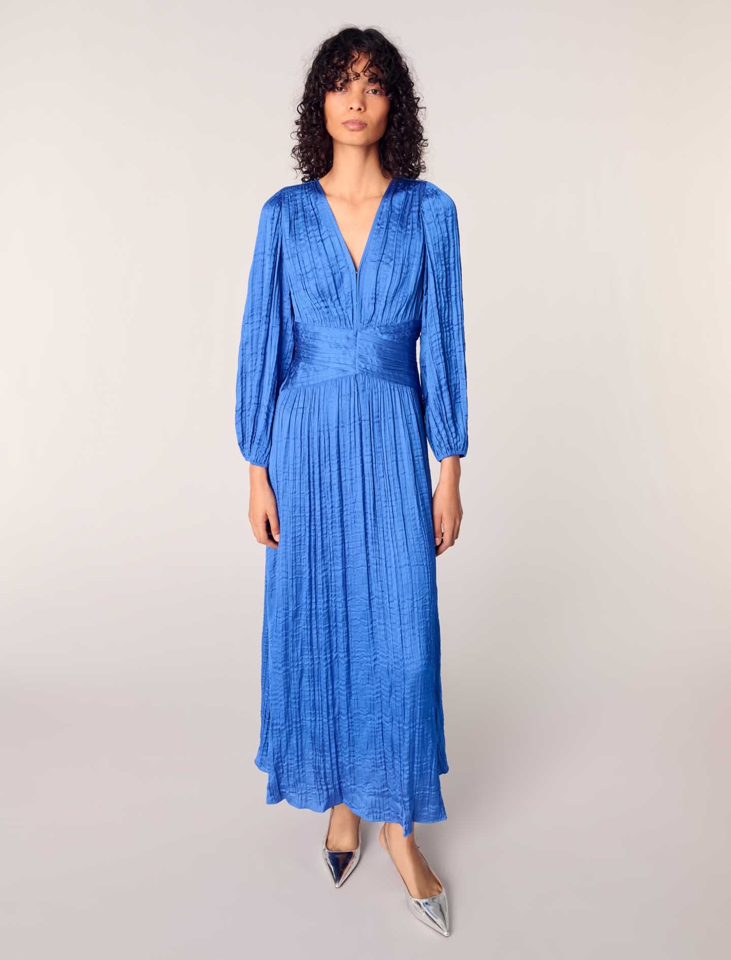 Long satiny dress Blue - Image 4