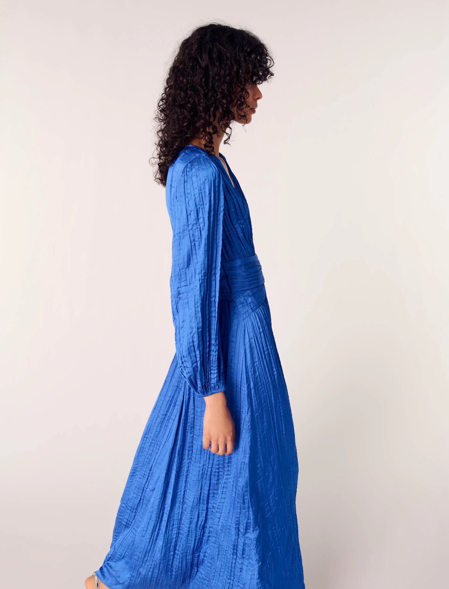 Long satiny dress Blue - Image 6