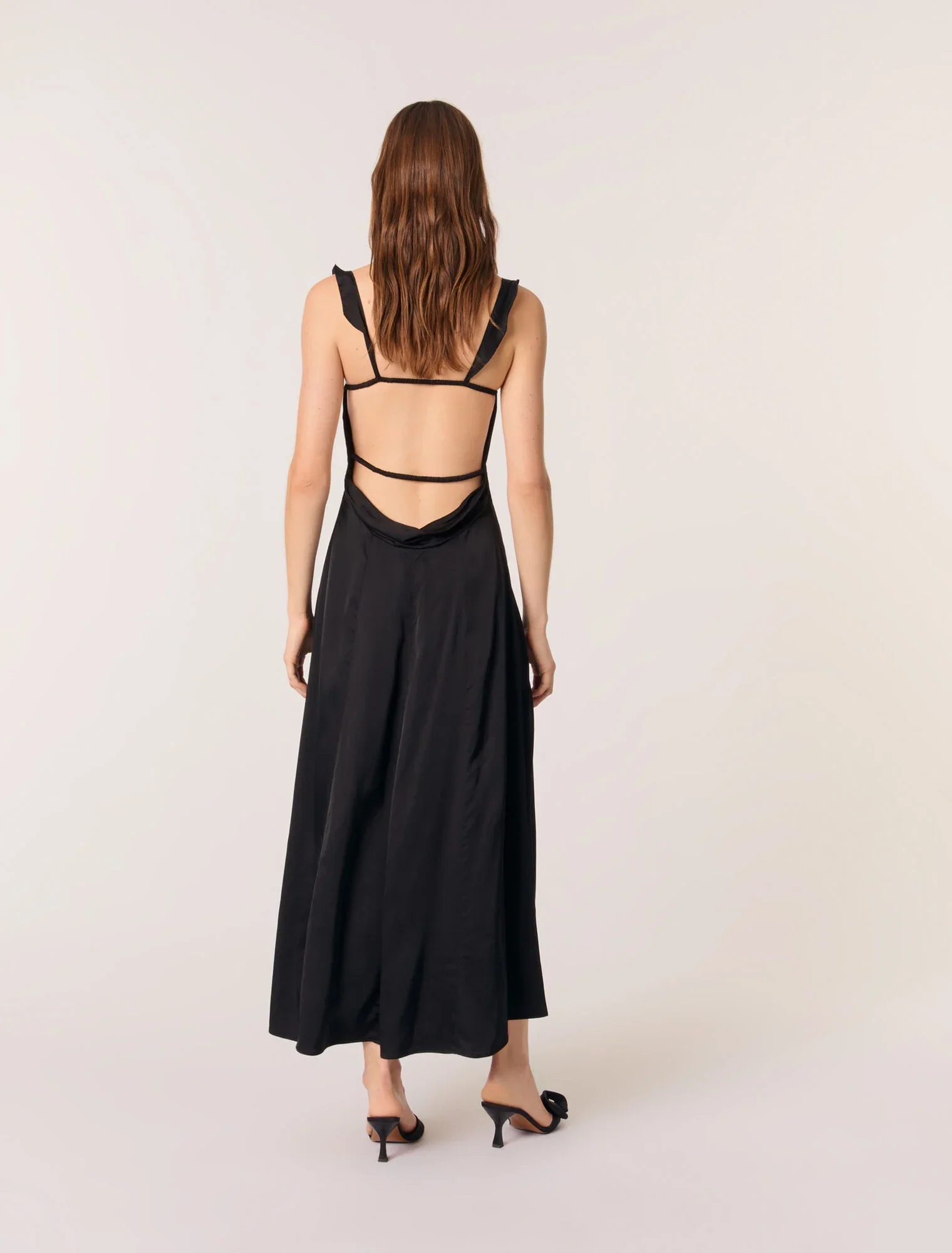 Satin-look maxi dress Black - Image 3