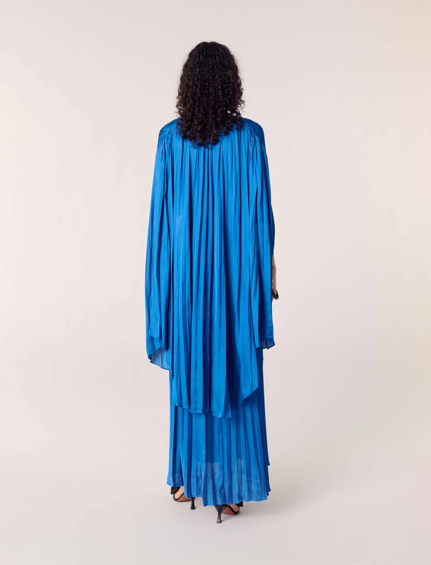 Flowy satin dress Blue - Image 3