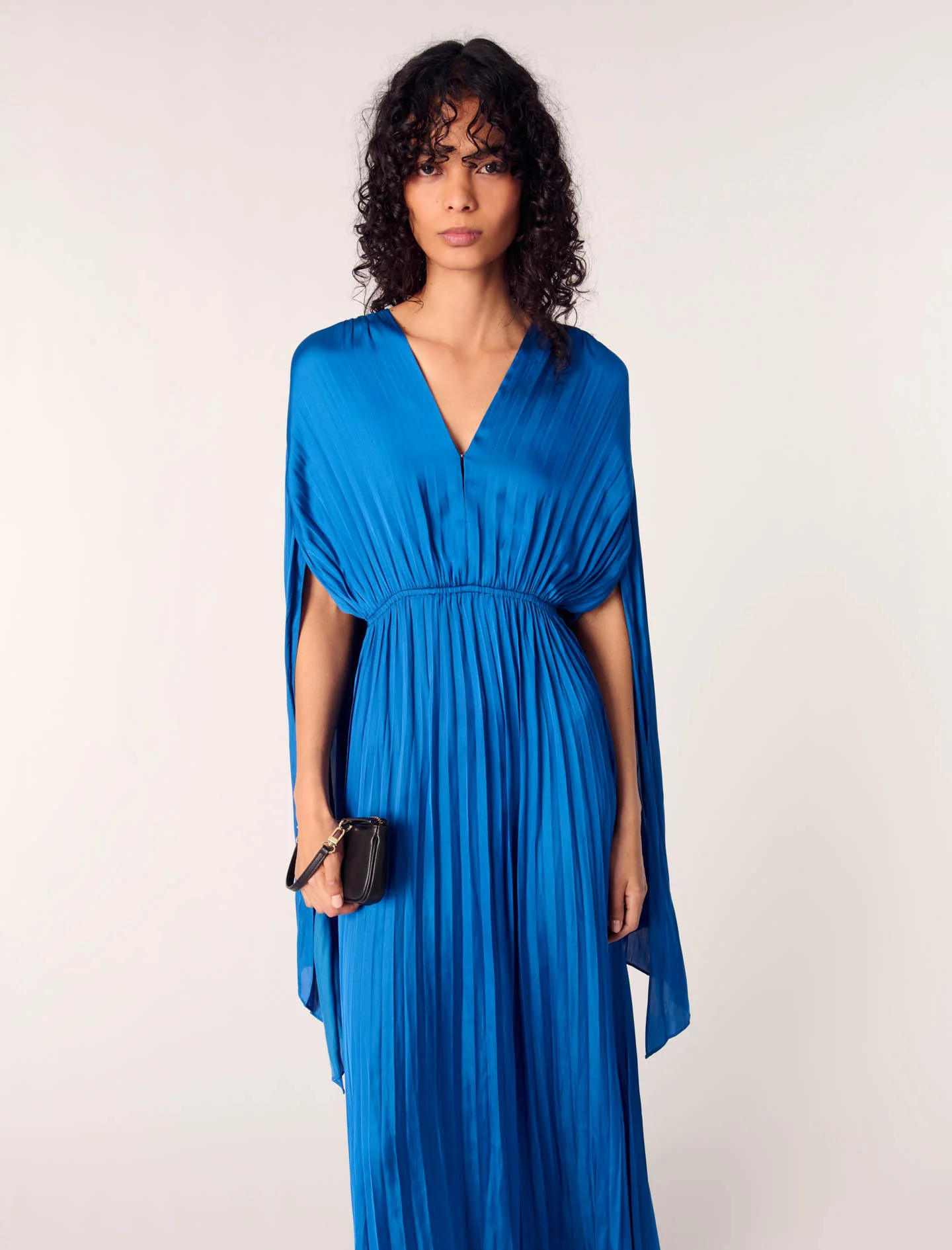 Flowy satin dress Blue - Image 4