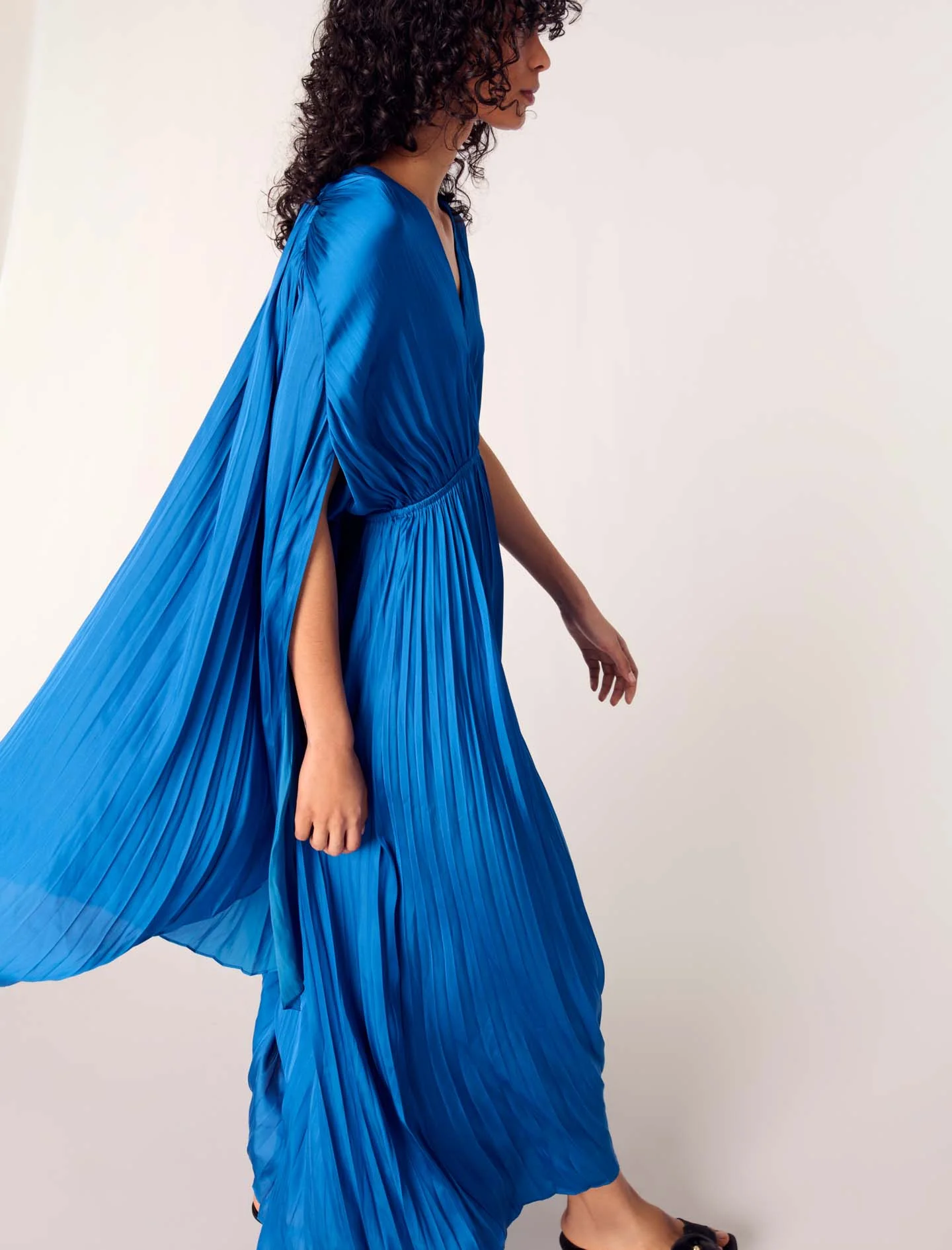 Flowy satin dress Blue - Image 6