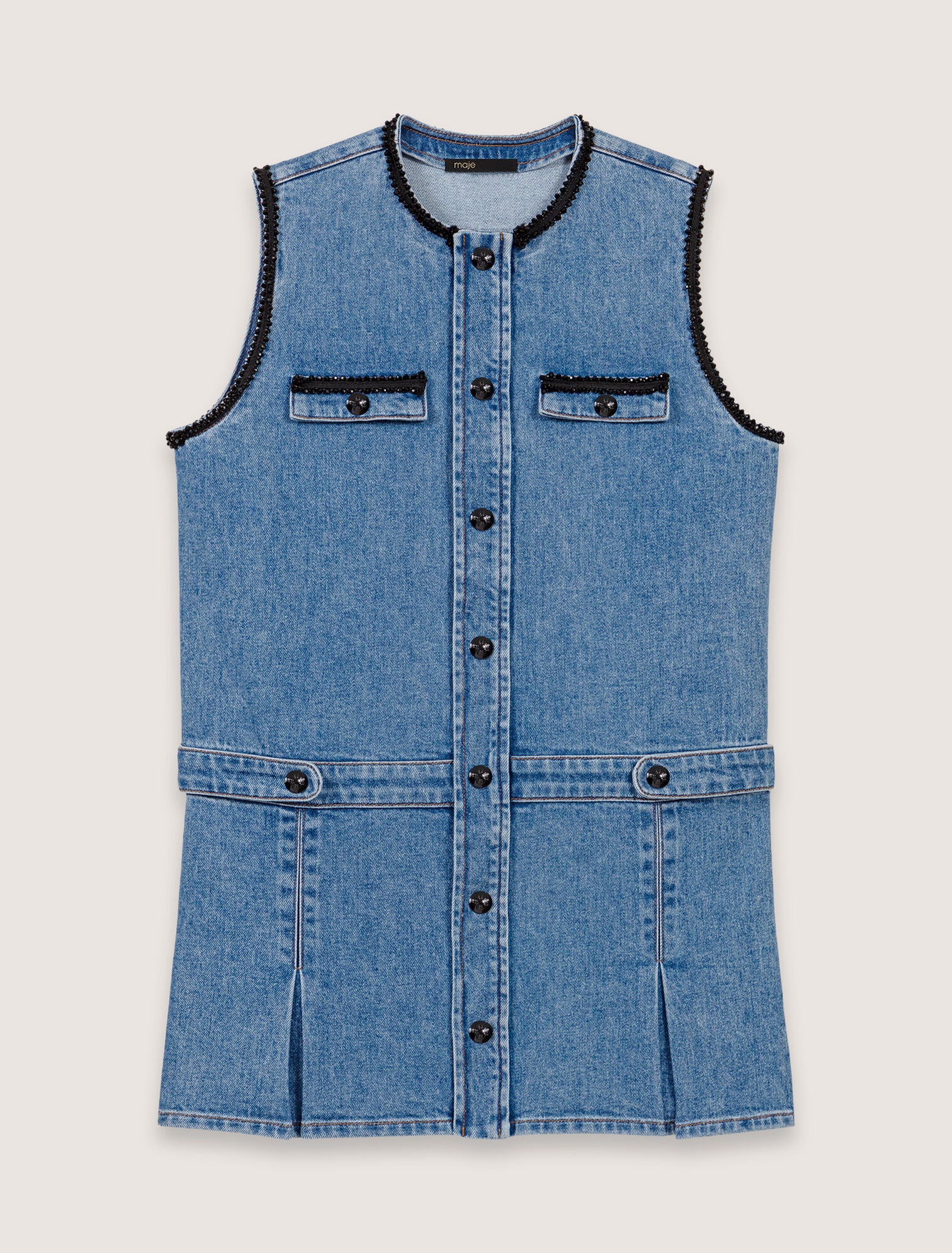 Denim dress with embroidered trim Blue - Image 6