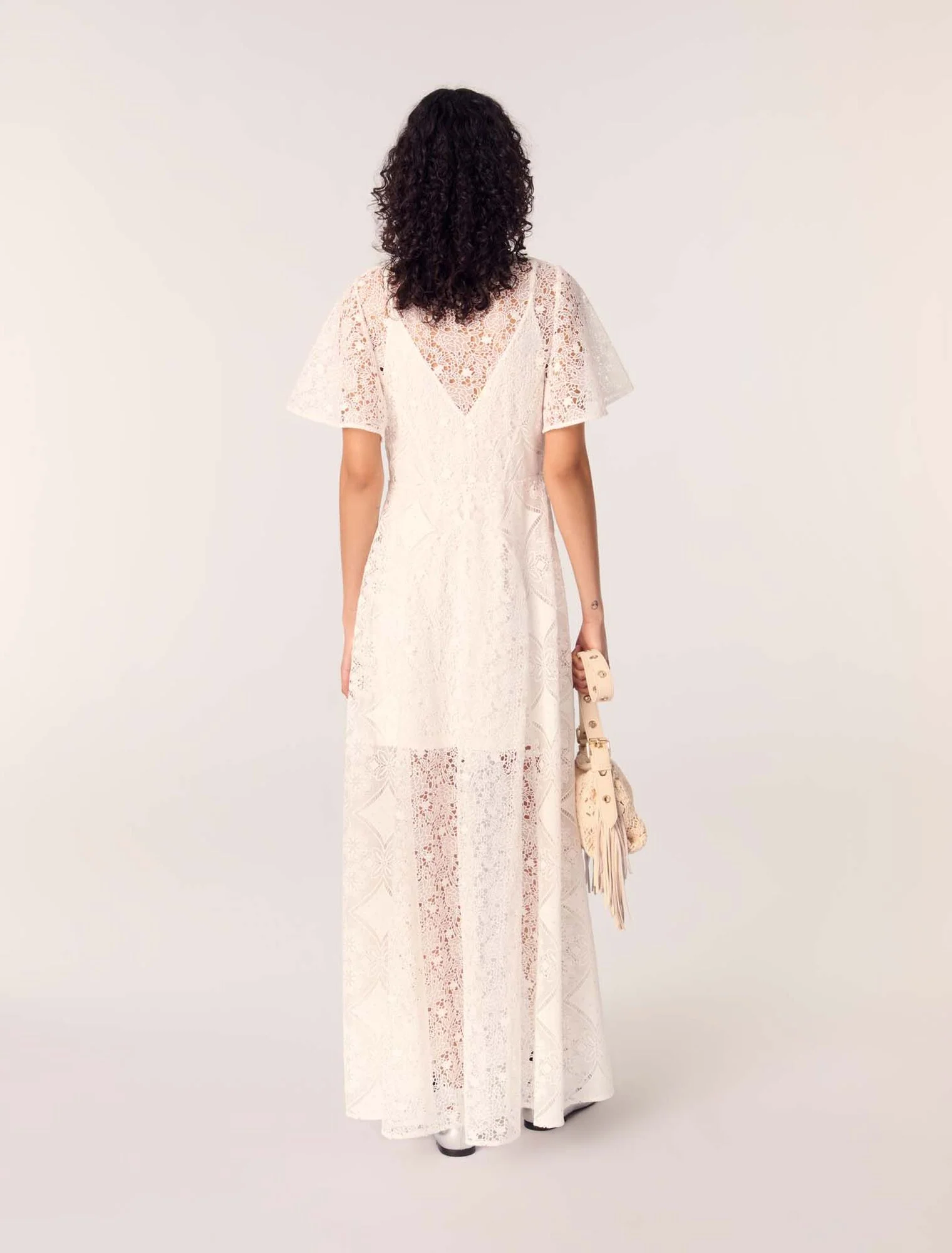 Floral guipure maxi dress White - Image 3