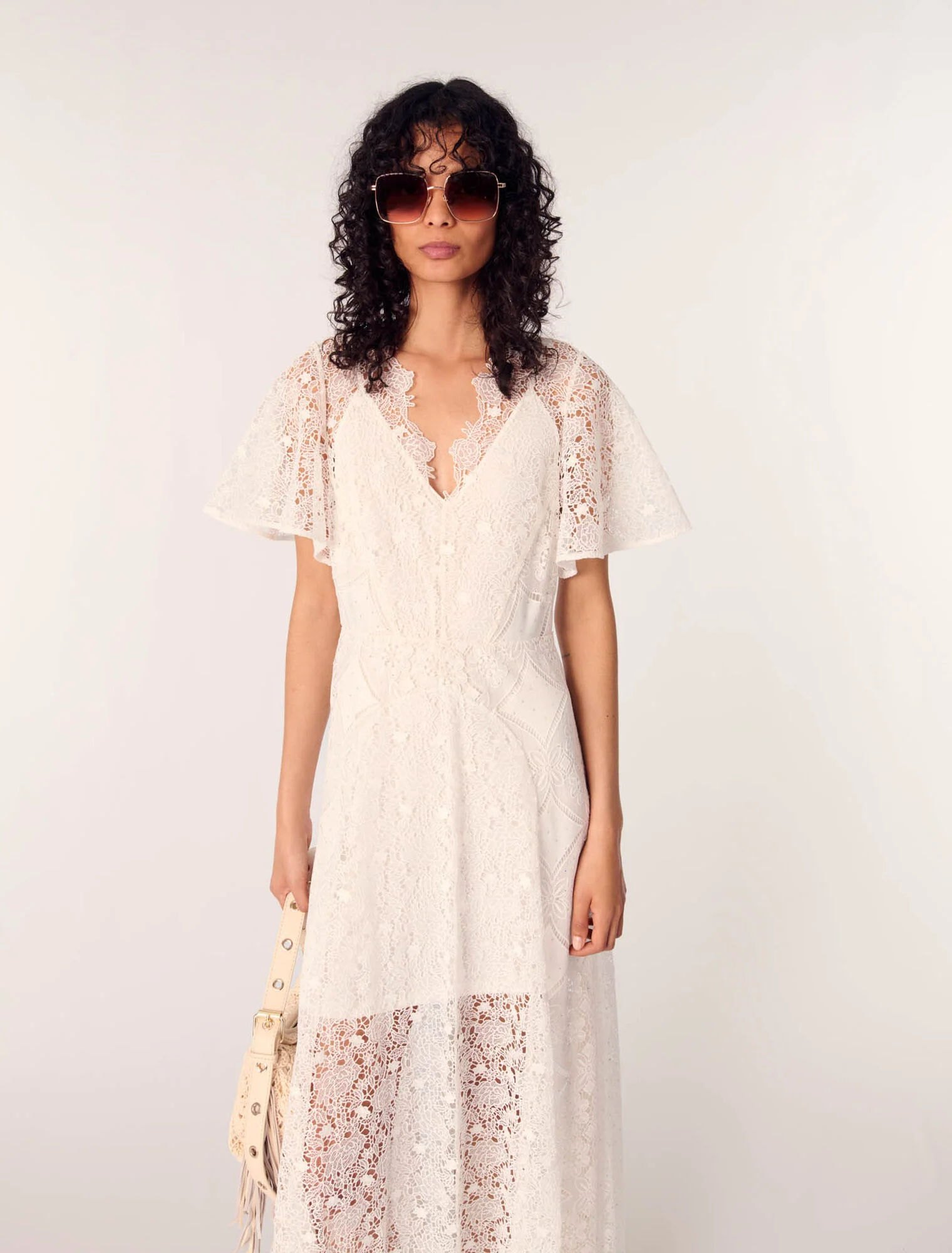Floral guipure maxi dress White - Image 4