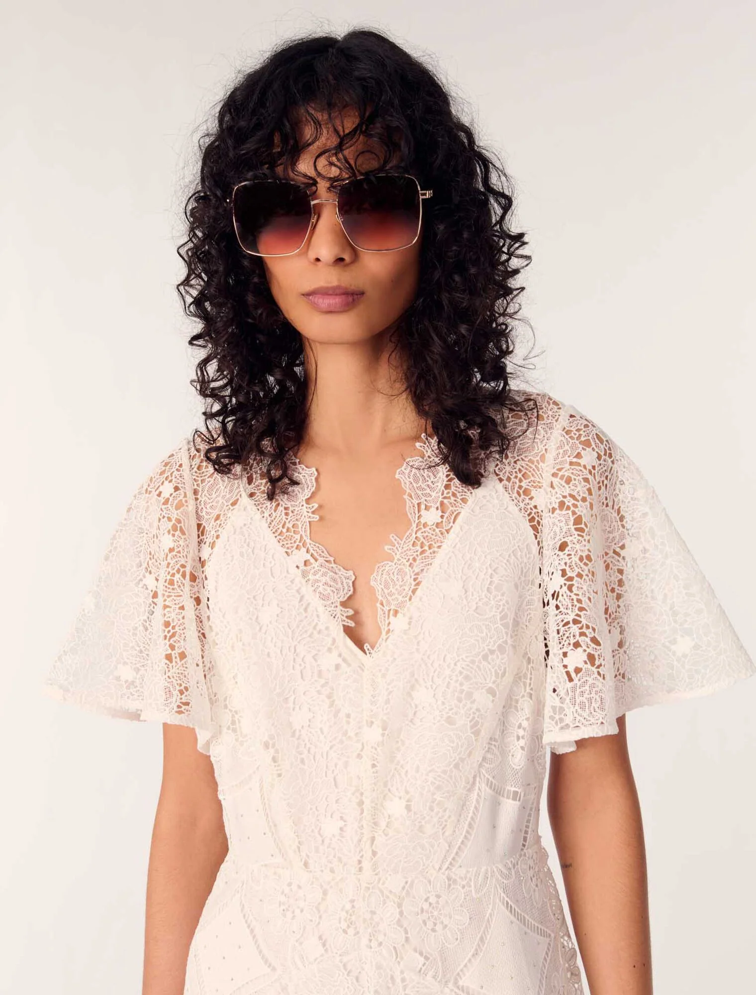 Floral guipure maxi dress White - Image 5
