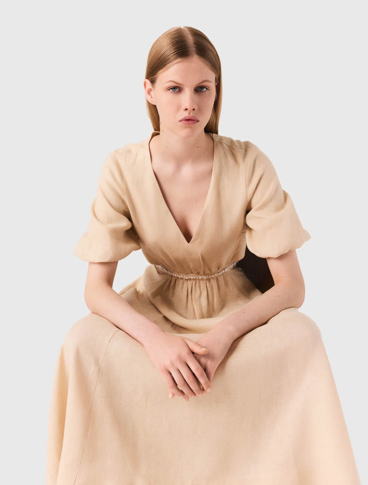 Linen maxi dress Beige - Image 4