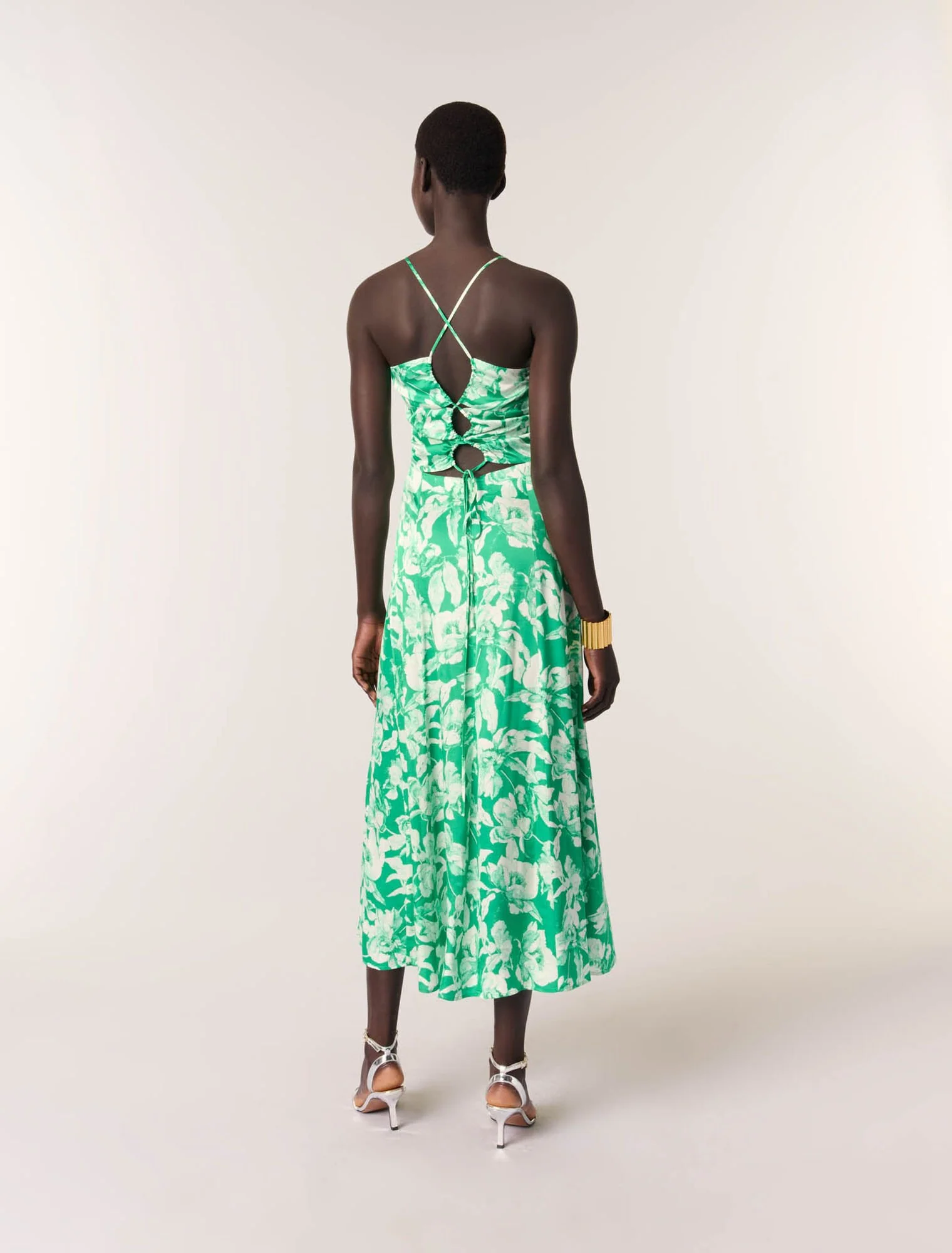 Patterned maxi dress Ecru/Green Floral Print - Image 3