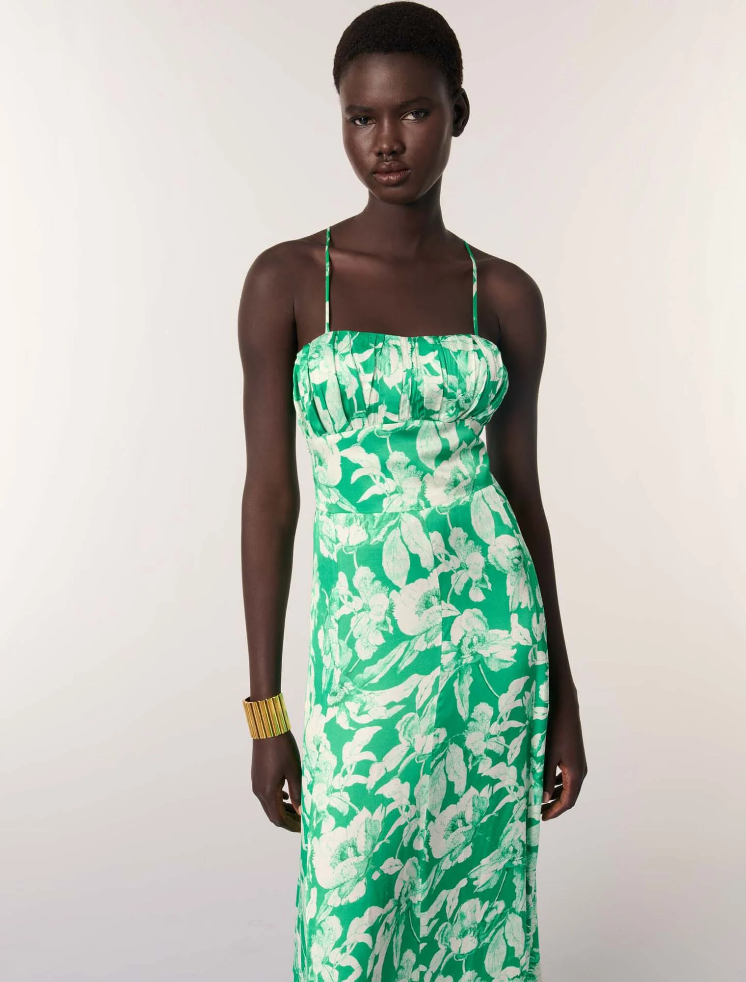 Patterned maxi dress Ecru/Green Floral Print - Image 4