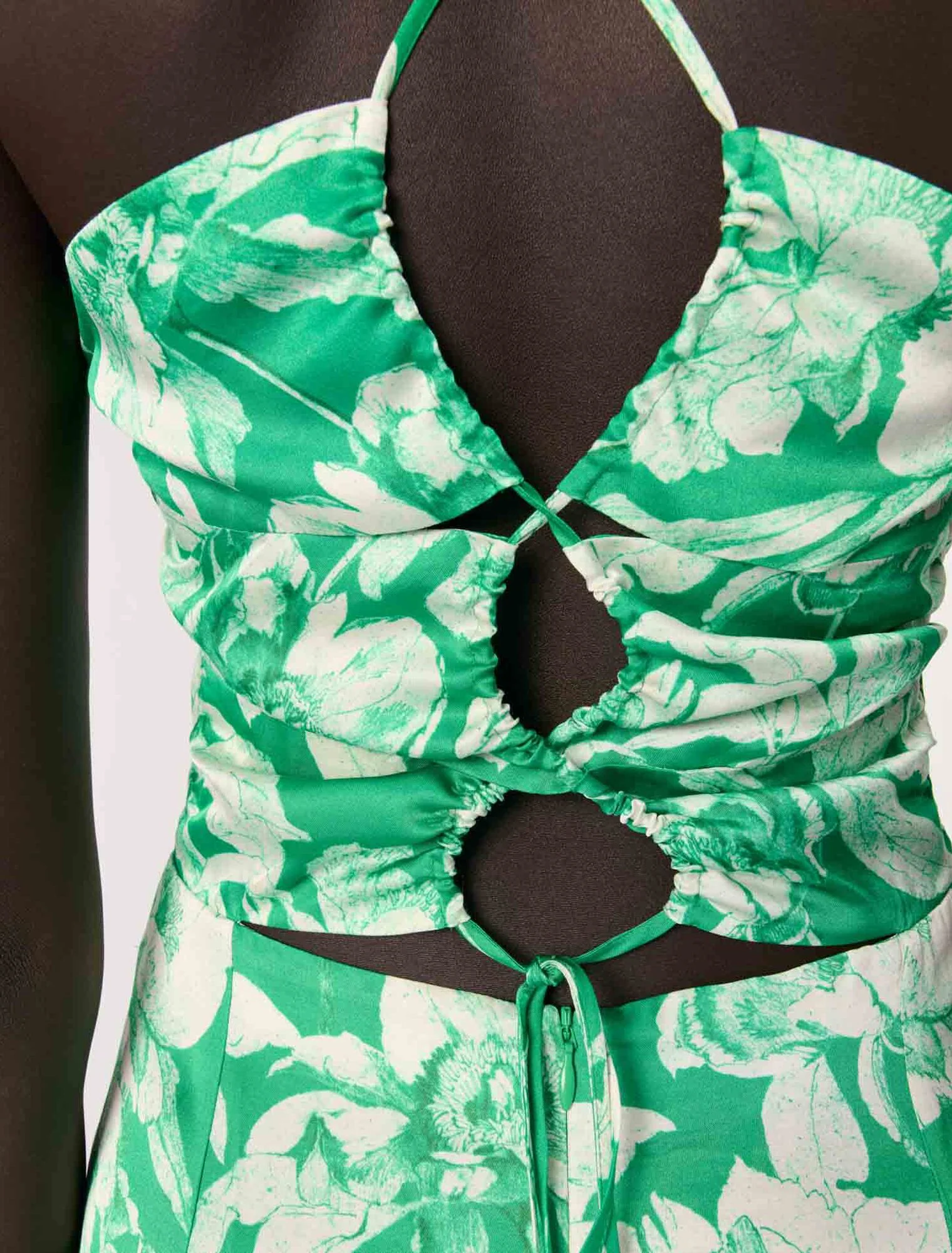 Patterned maxi dress Ecru/Green Floral Print - Image 5