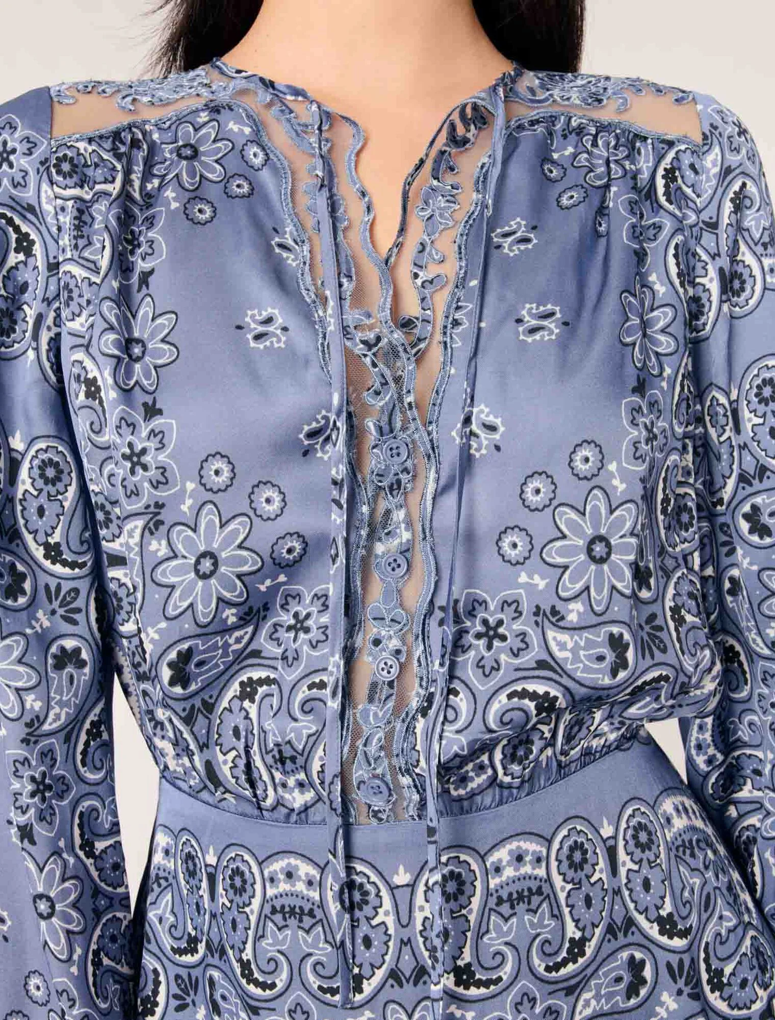 Short patterned floaty dress Blue Bandana Print - Image 7