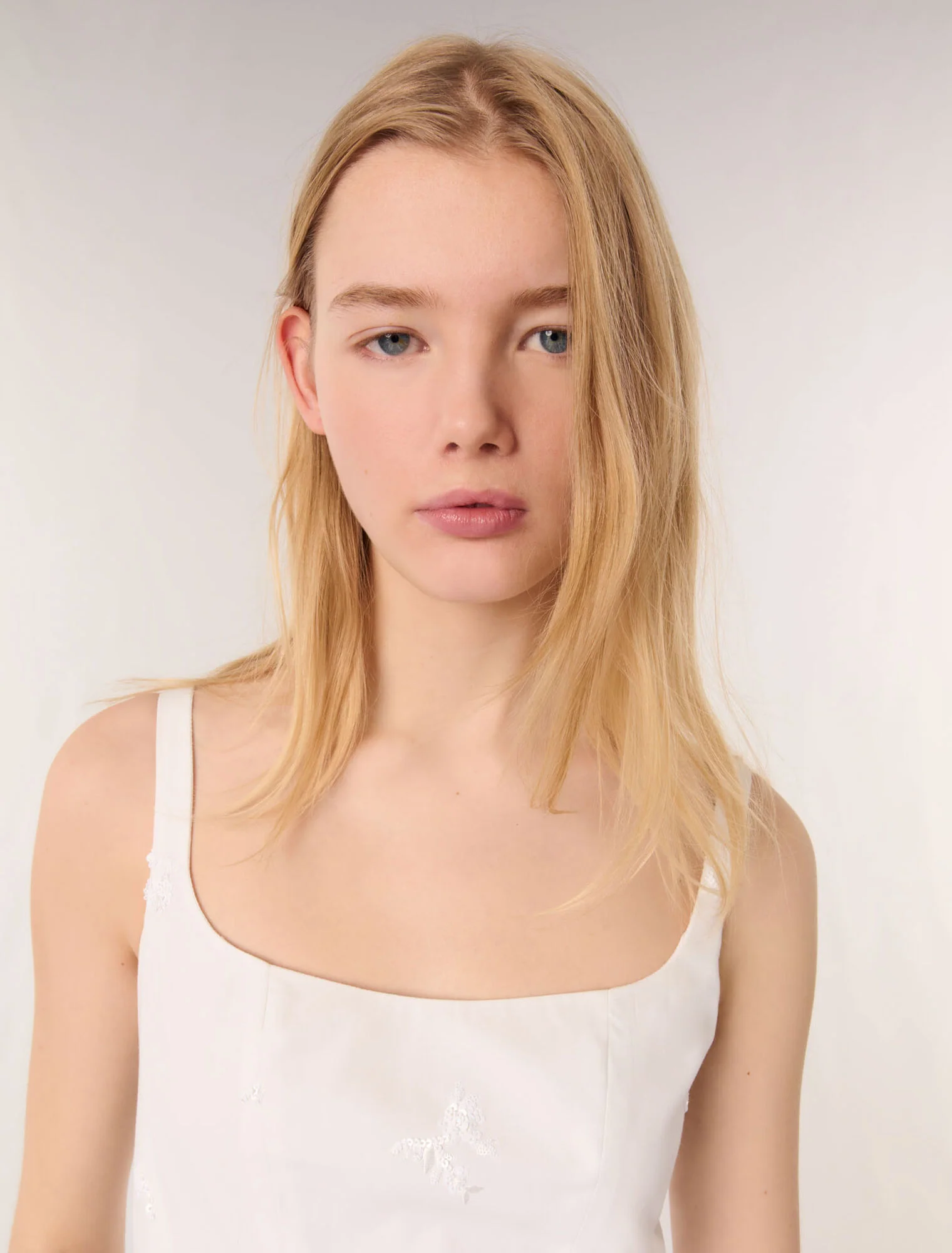 Embroidered cotton midi dress White - Image 5