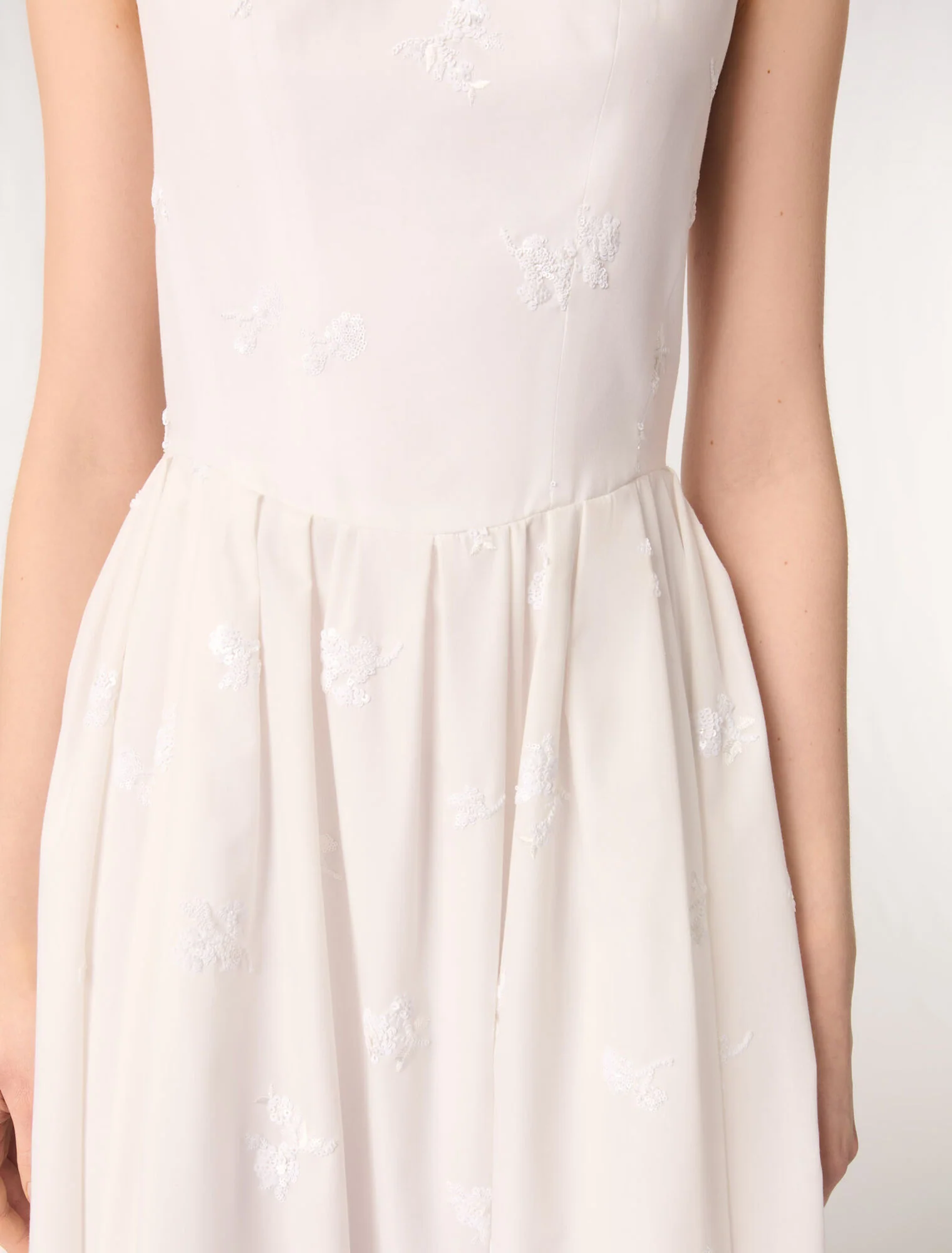 Embroidered cotton midi dress White - Image 6