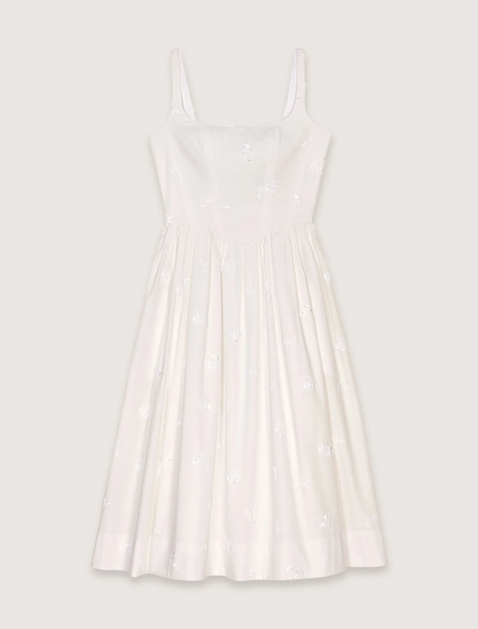 Embroidered cotton midi dress White - Image 7