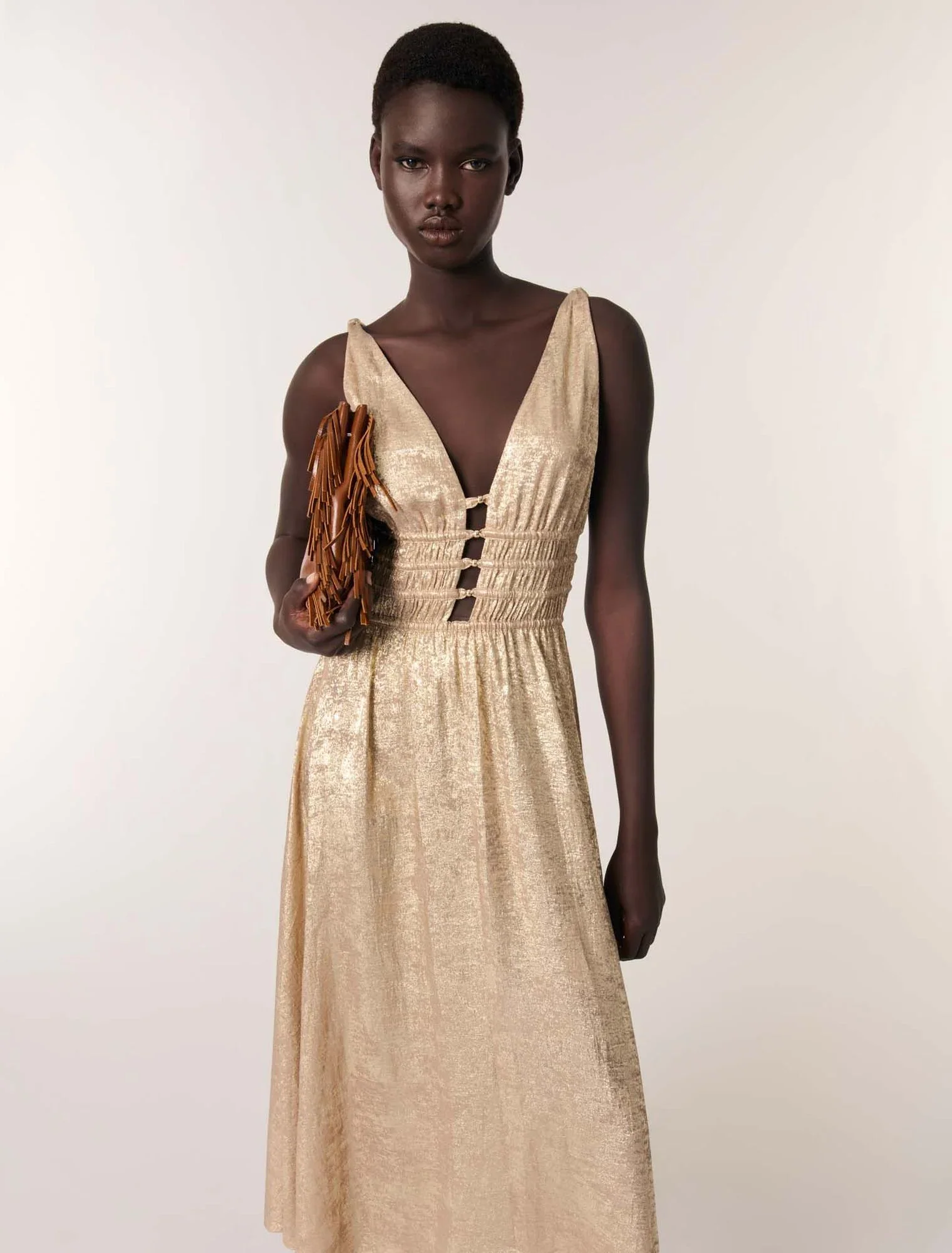 Metallic maxi dress Gold - Image 4