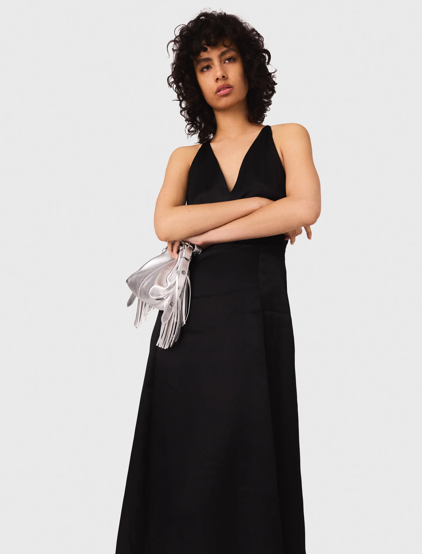 Long flowing dress with braided back Black - Image 3