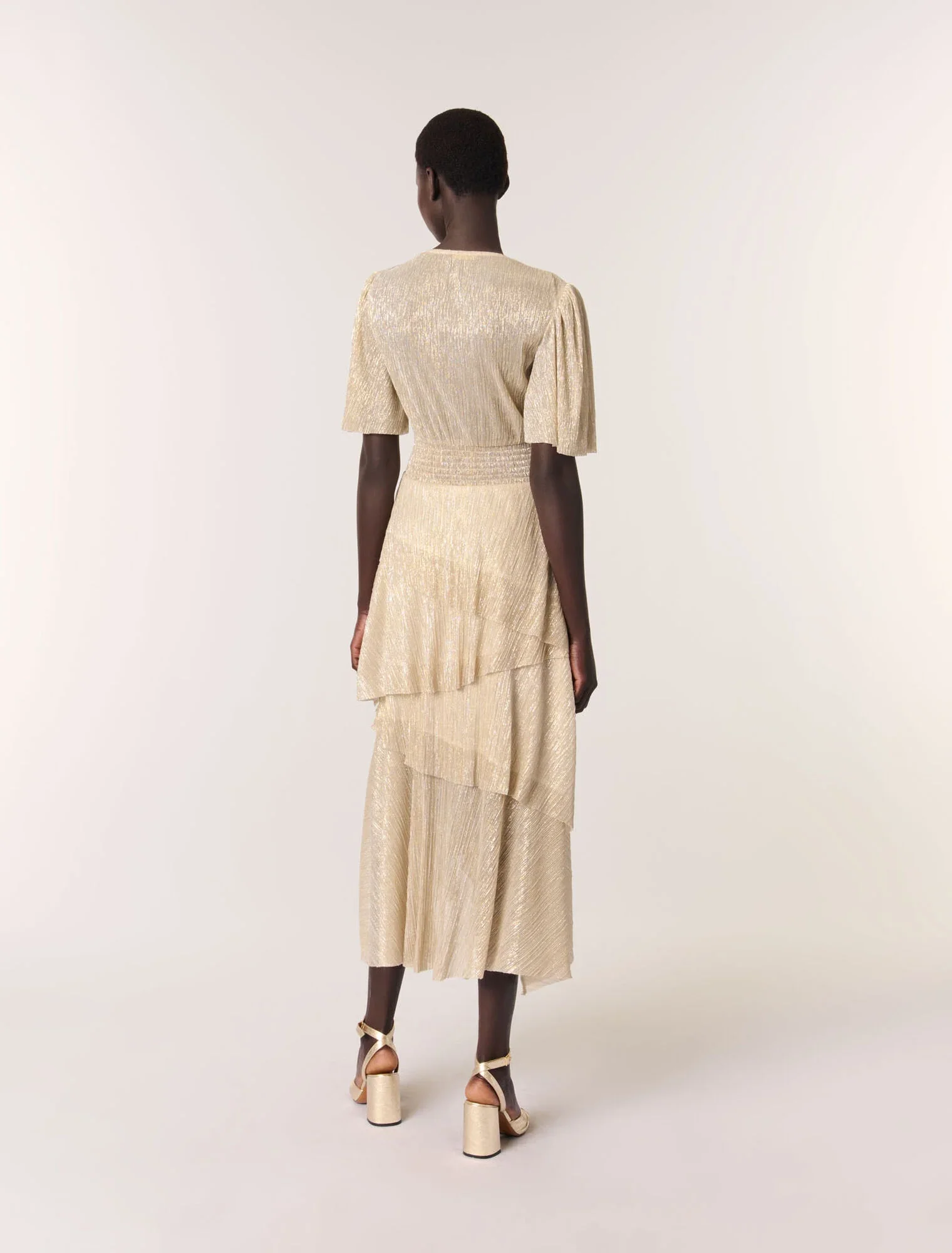 Metallic ruffled dress Gold Silver - Image 3