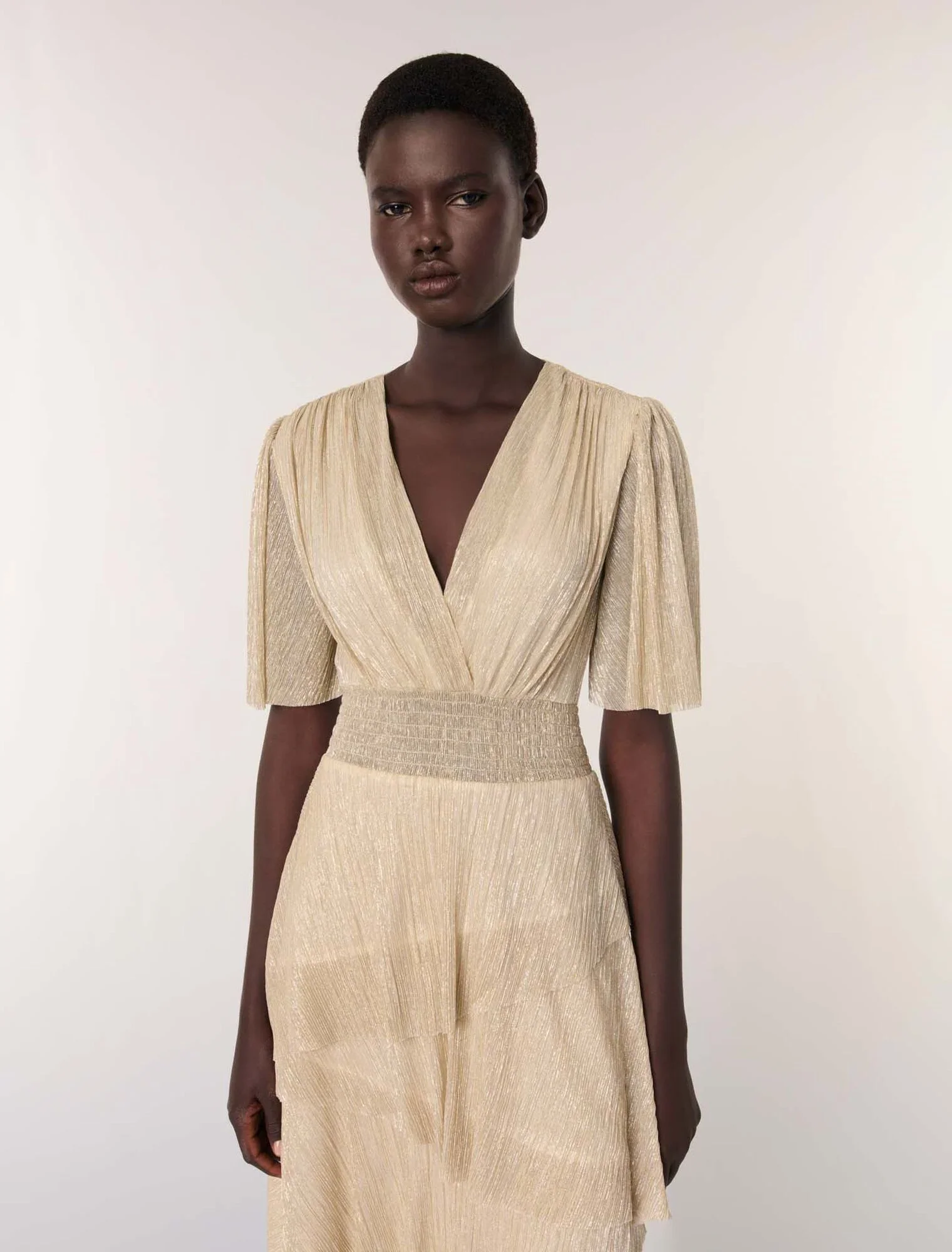 Metallic ruffled dress Gold Silver - Image 4