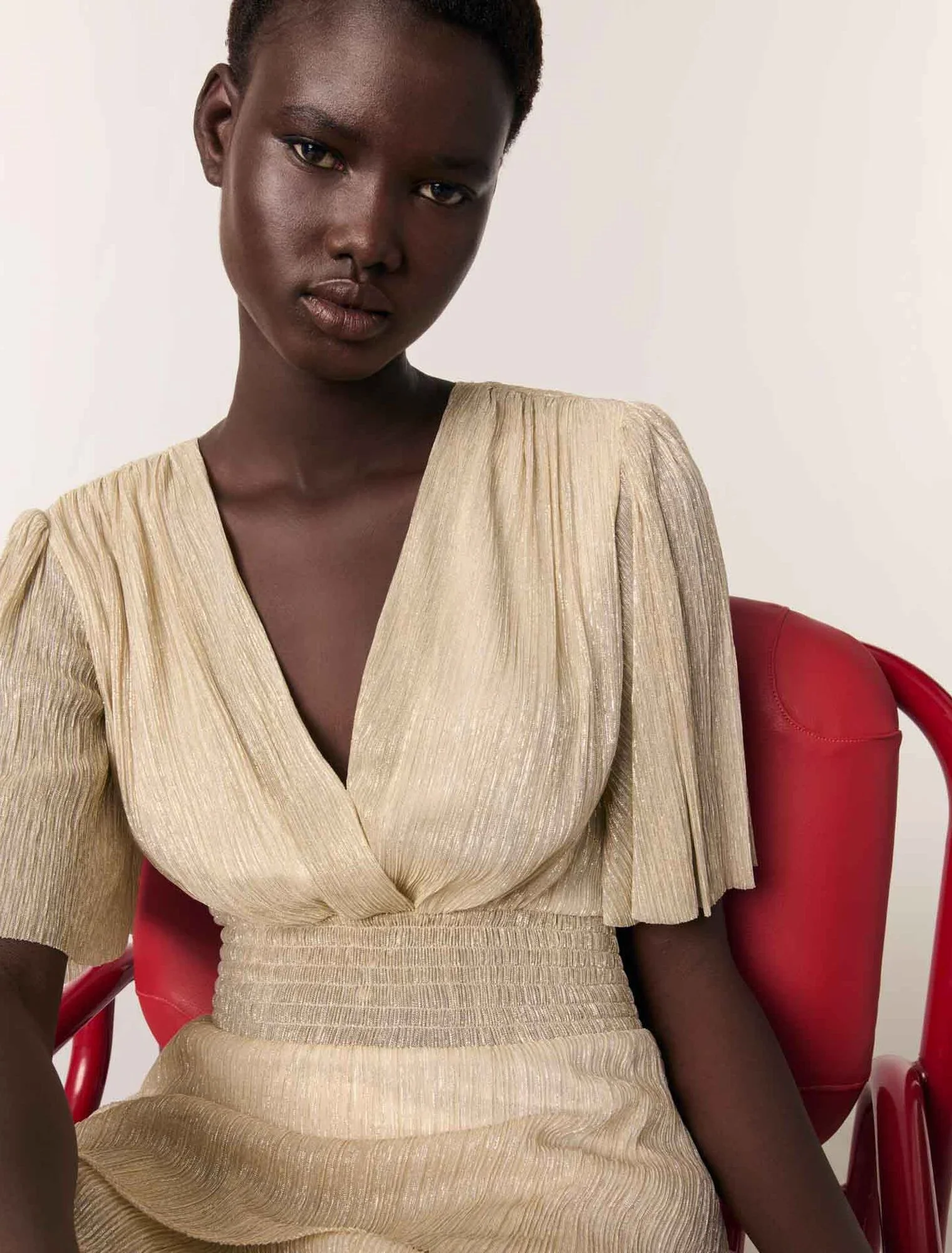 Metallic ruffled dress Gold Silver - Image 6