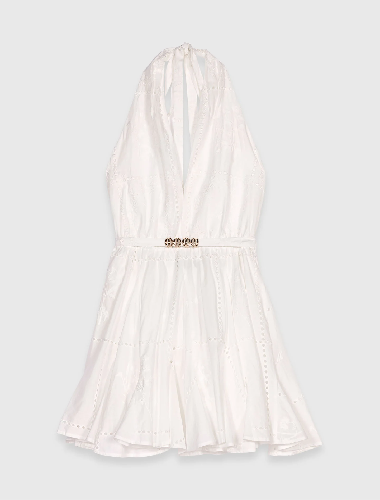 Short embroidered backless dress White - Image 7