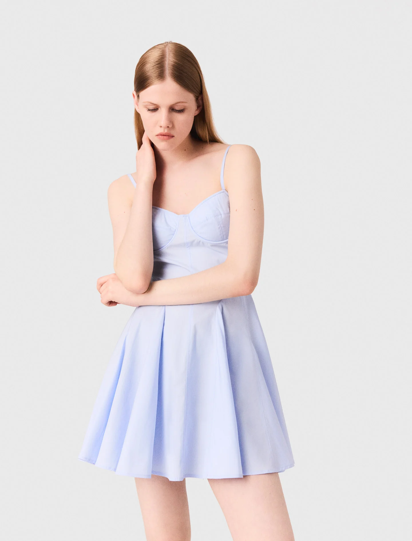 Short cotton babydoll dress Light Blue - Image 2