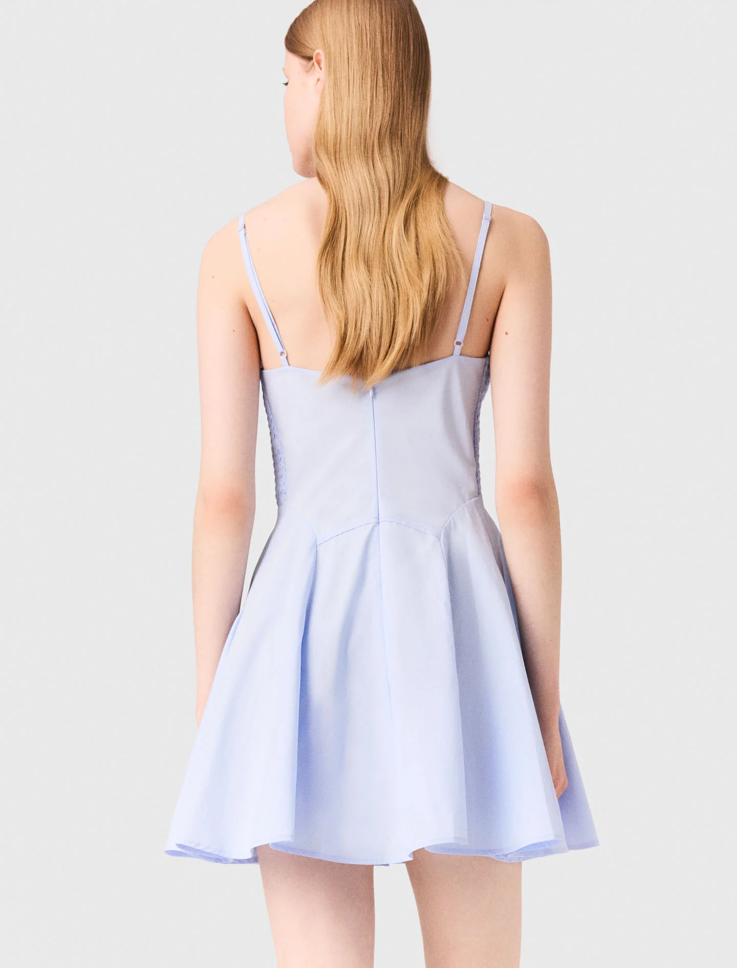 Short cotton babydoll dress Light Blue - Image 3