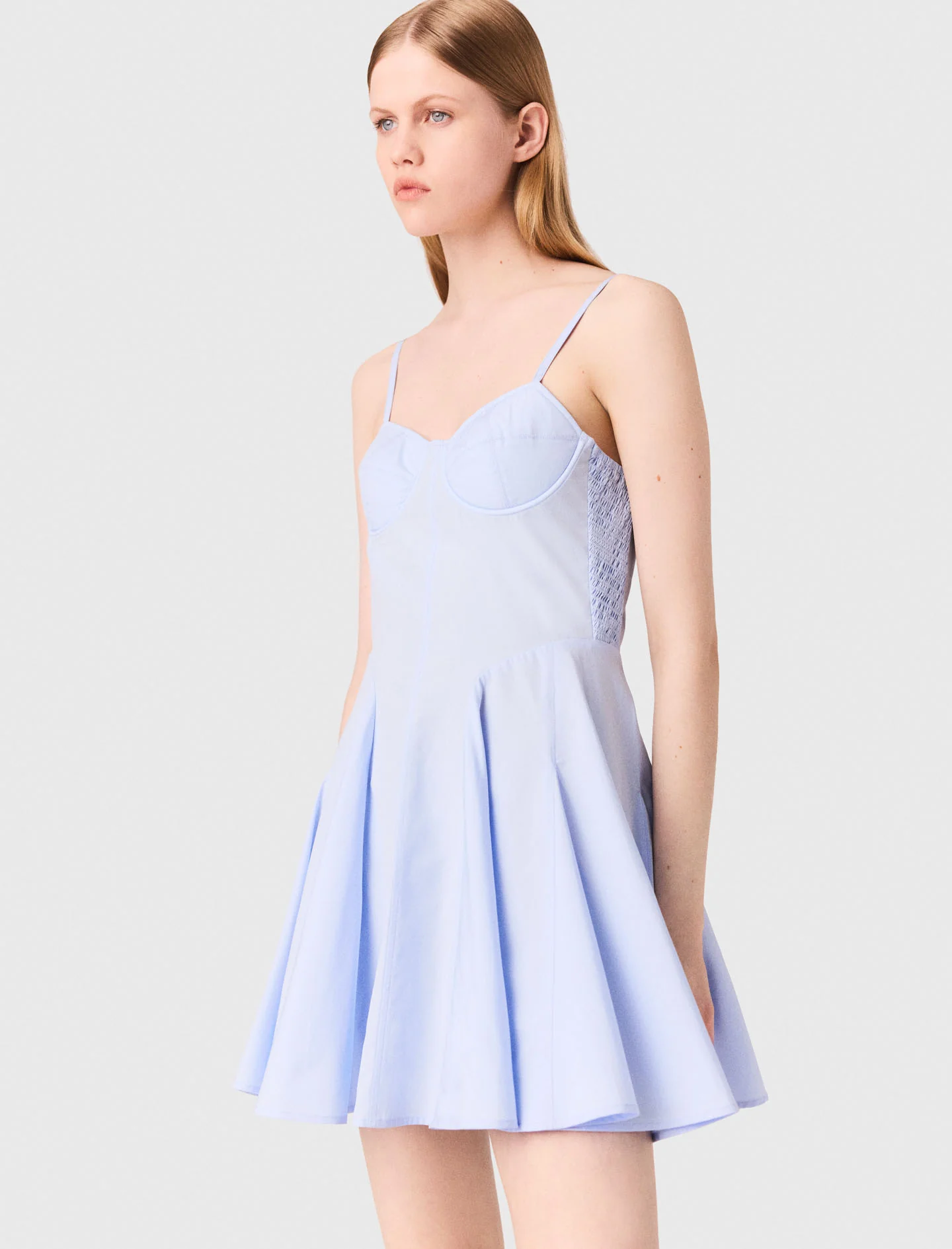 Short cotton babydoll dress Light Blue - Image 4